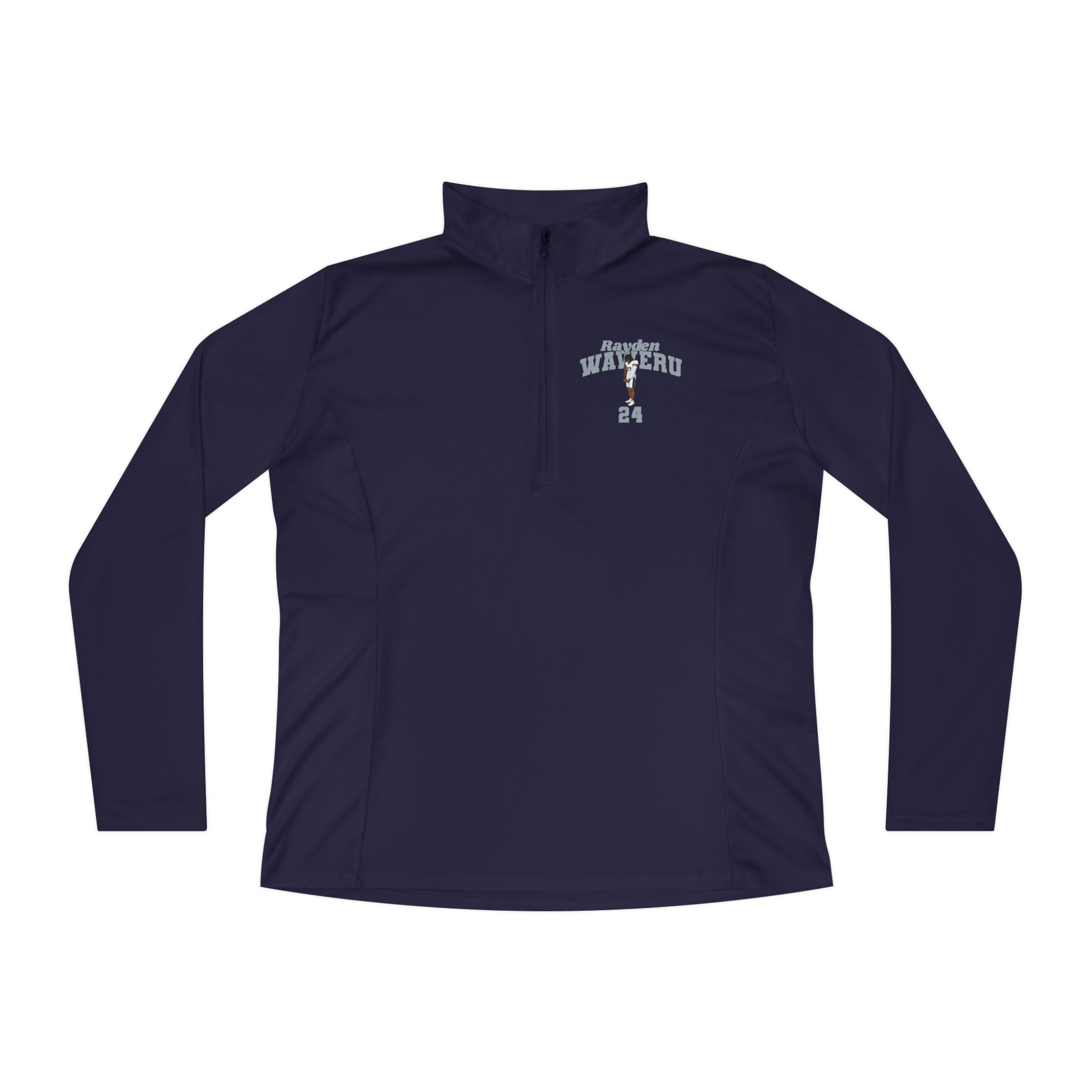 Women's Q-Zip Pullover — character_signature_arch in Navy