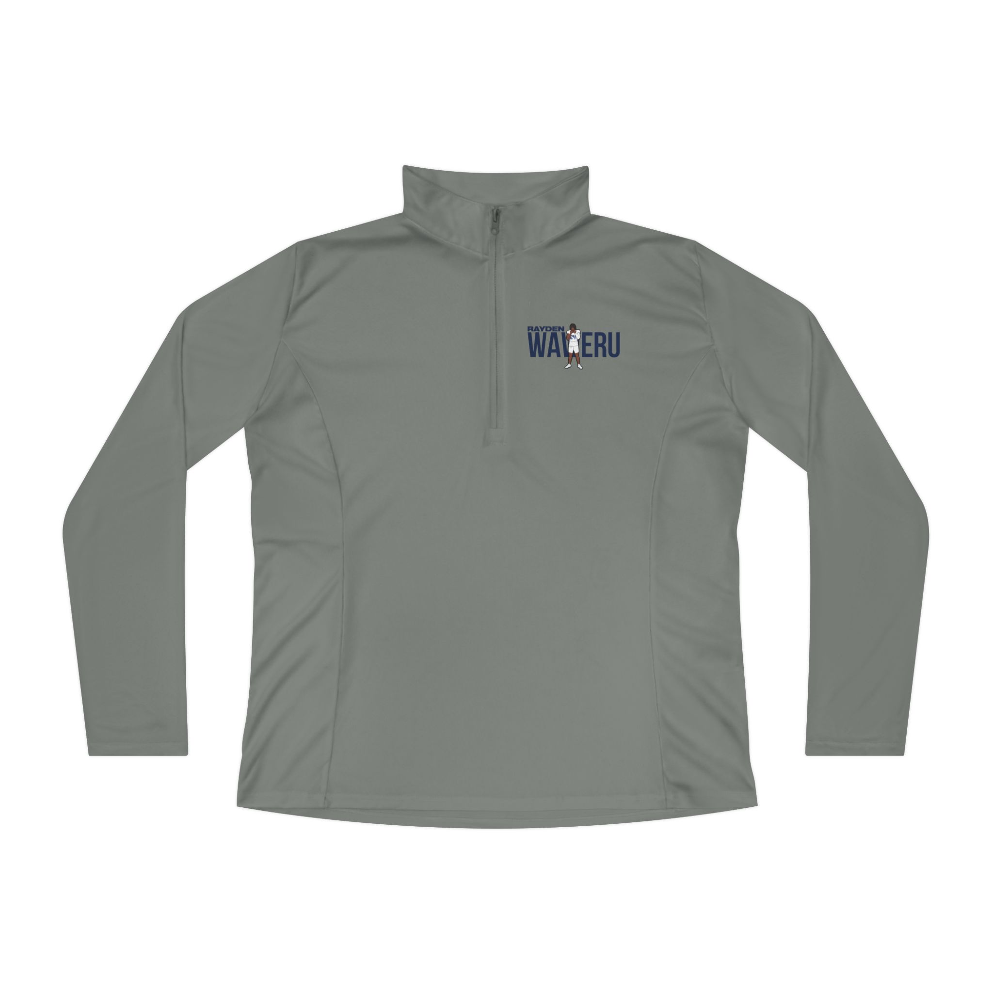 Women's Q-Zip Pullover — character_player_name in Grey