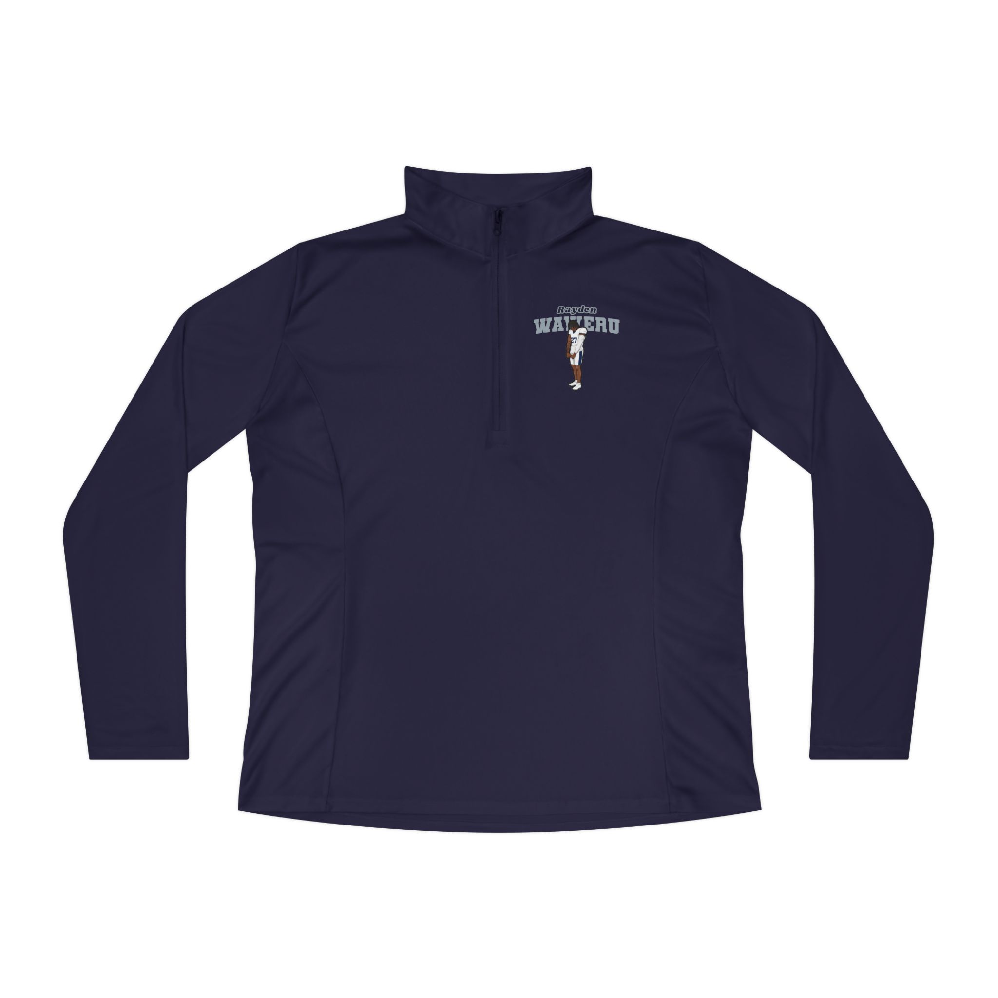 Women's Q-Zip Pullover — character_name_arch in Navy