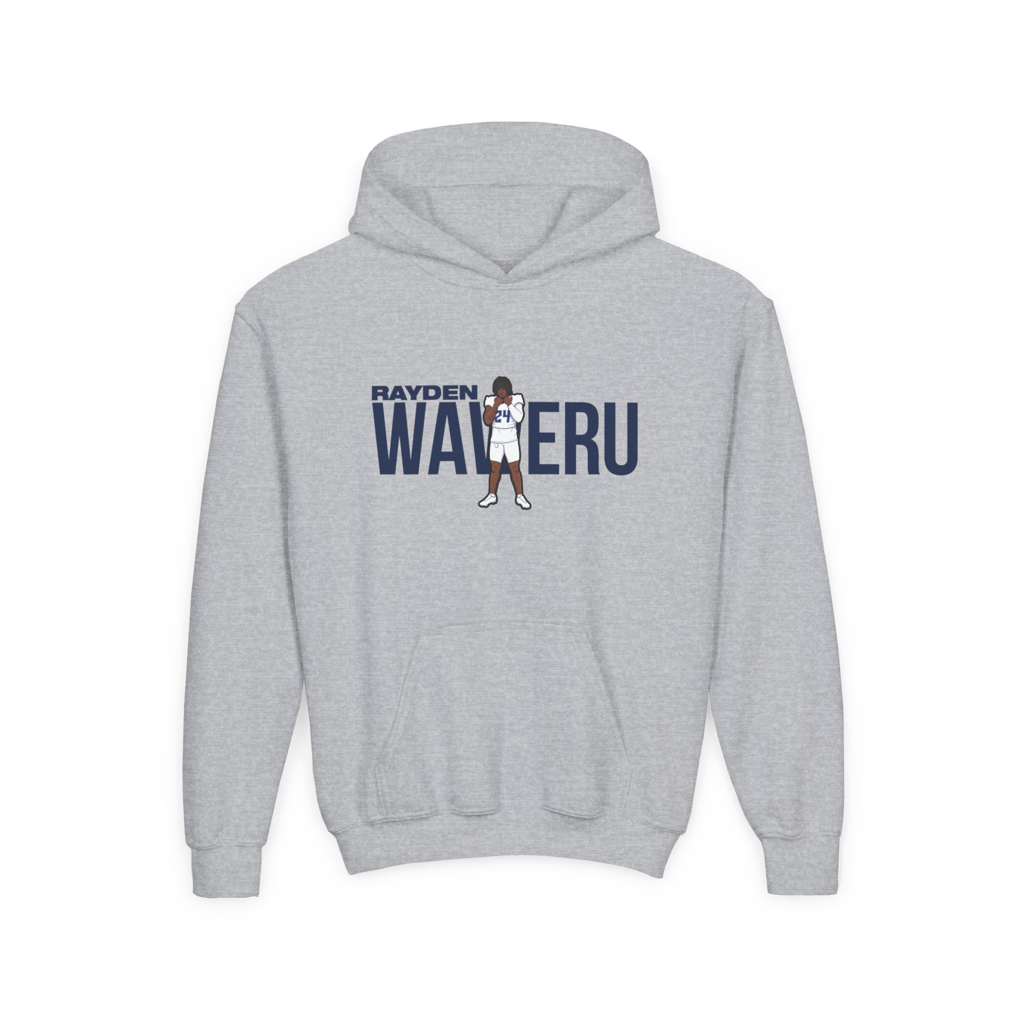 Youth Hoodie — character_player_name in Grey