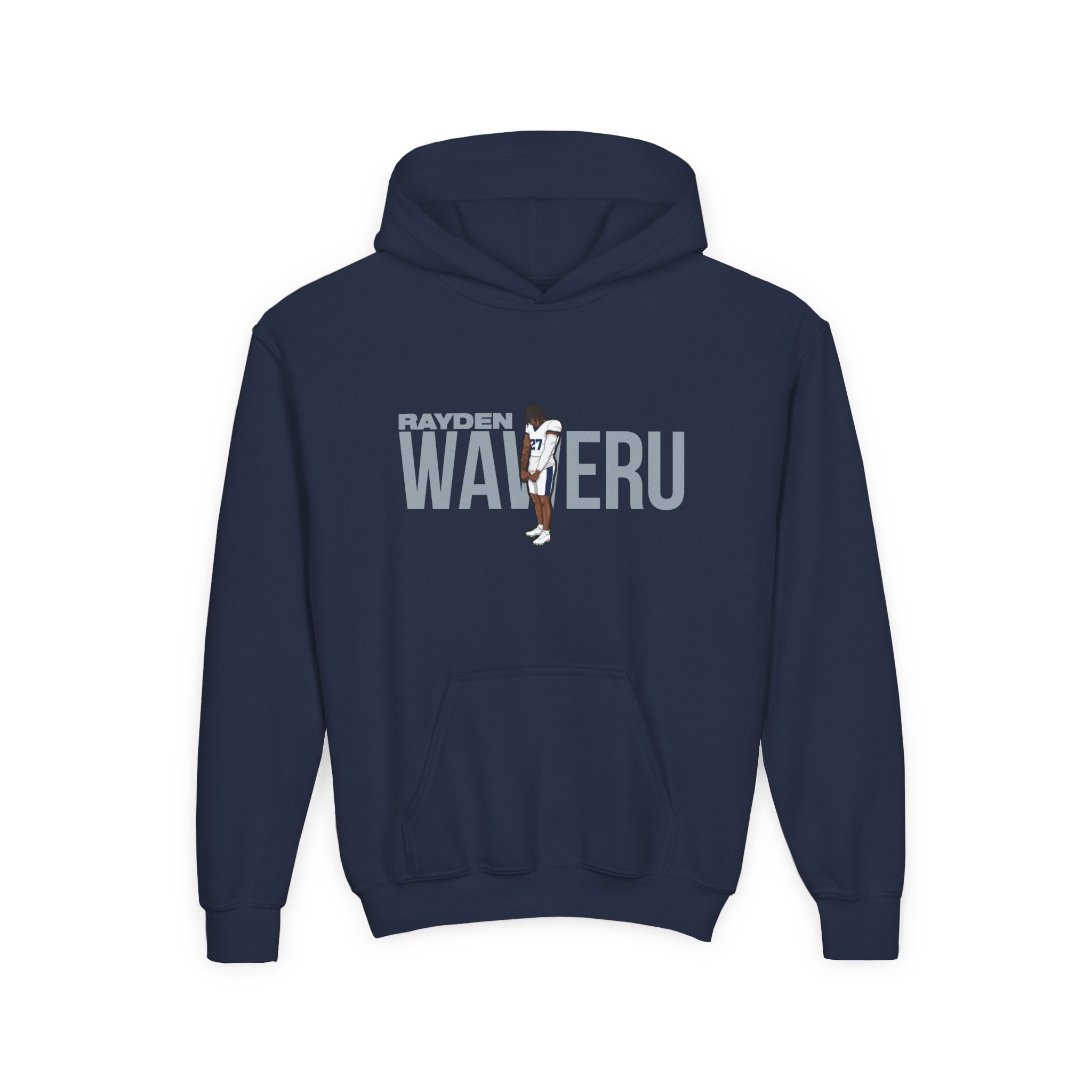 Youth Hoodie — character_player_name in Navy