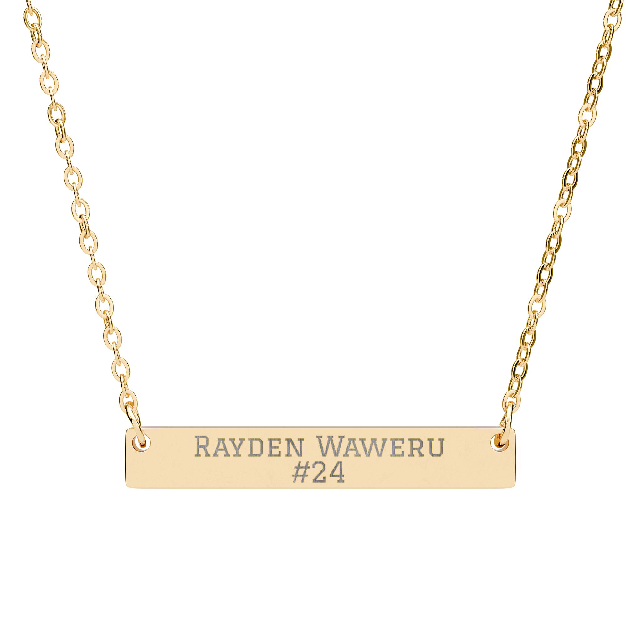 Engraved Bar Necklace — Name & Number in Gold