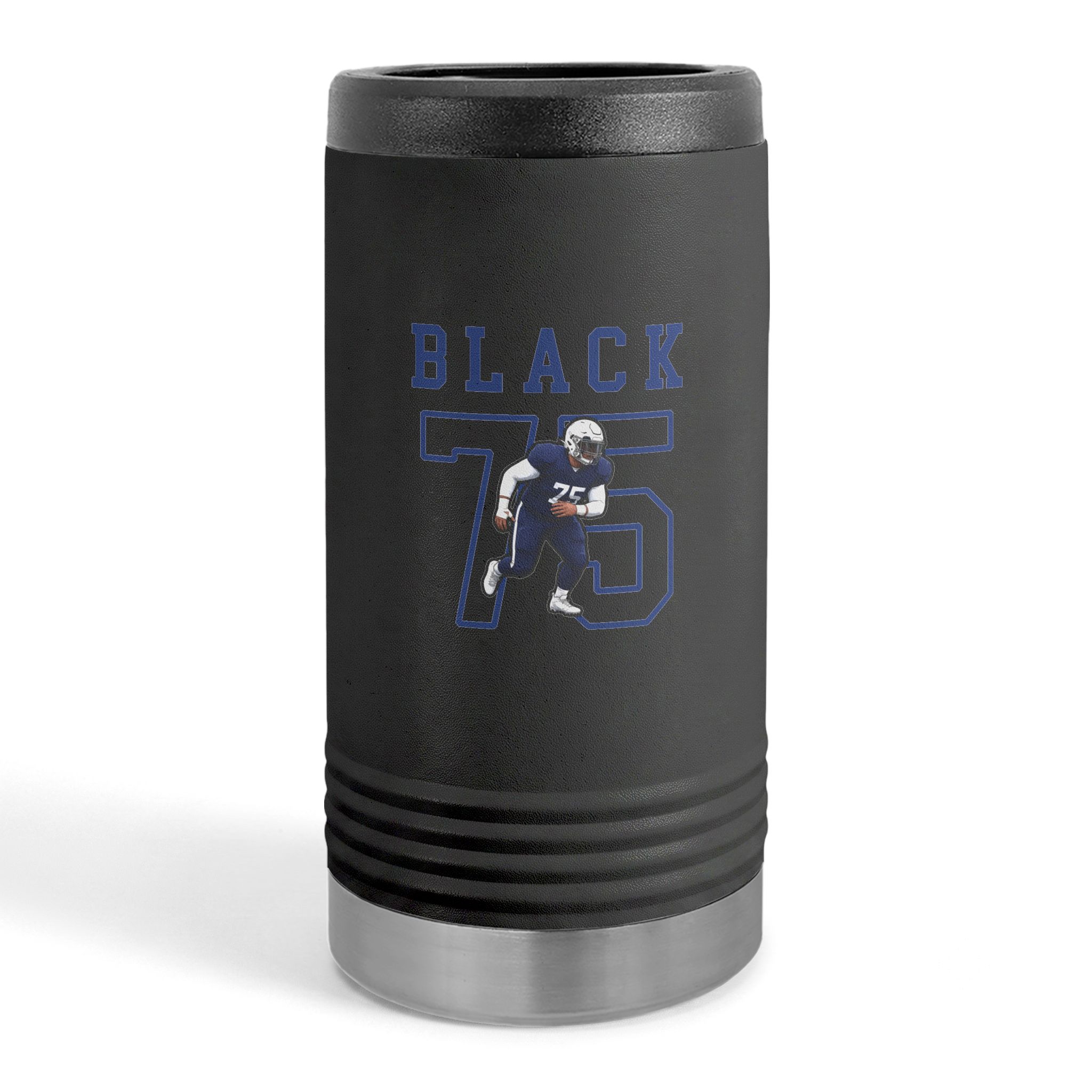 Slim Stainless Can Cooler — character_shirsey in Black