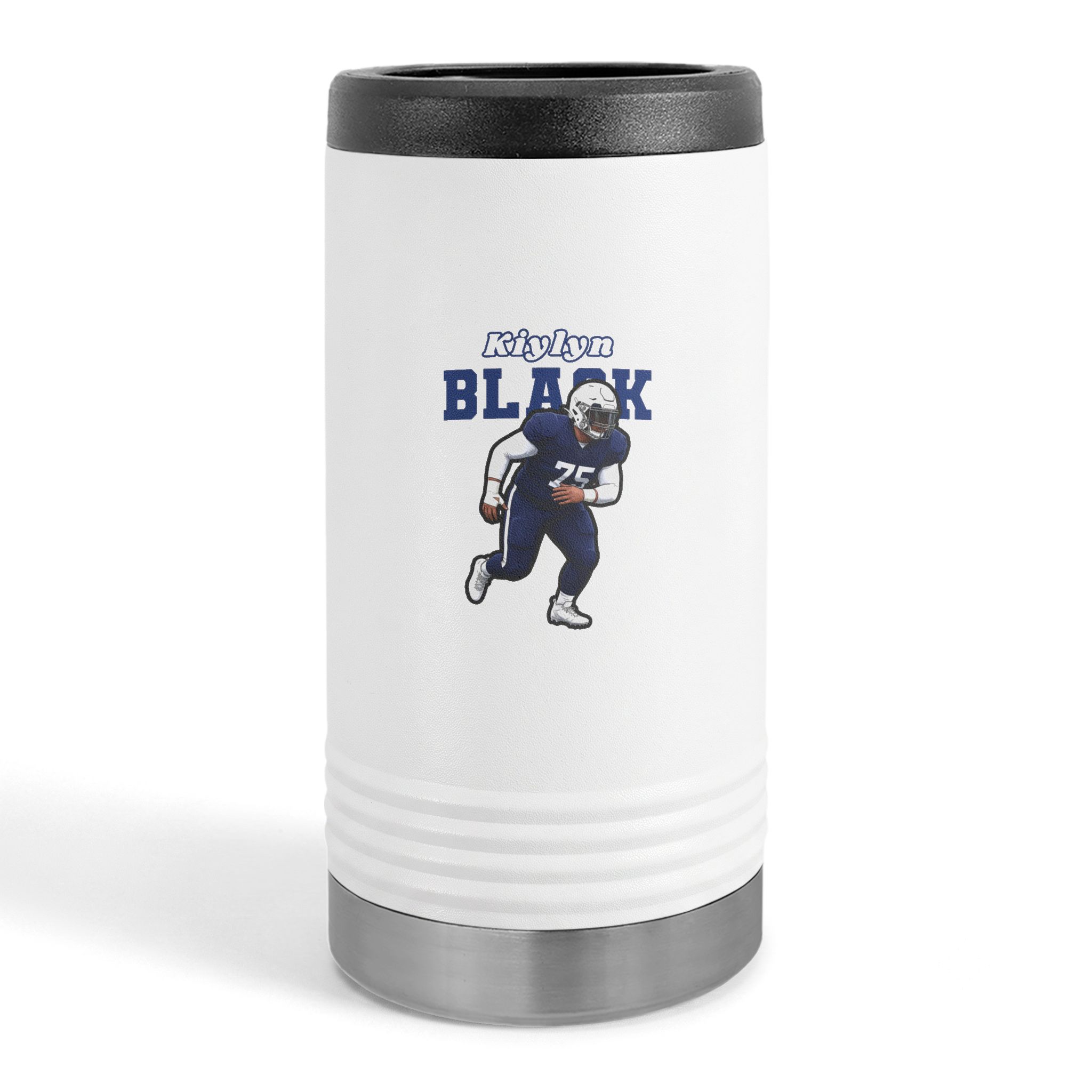 Slim Stainless Can Cooler — character_name_arch in White