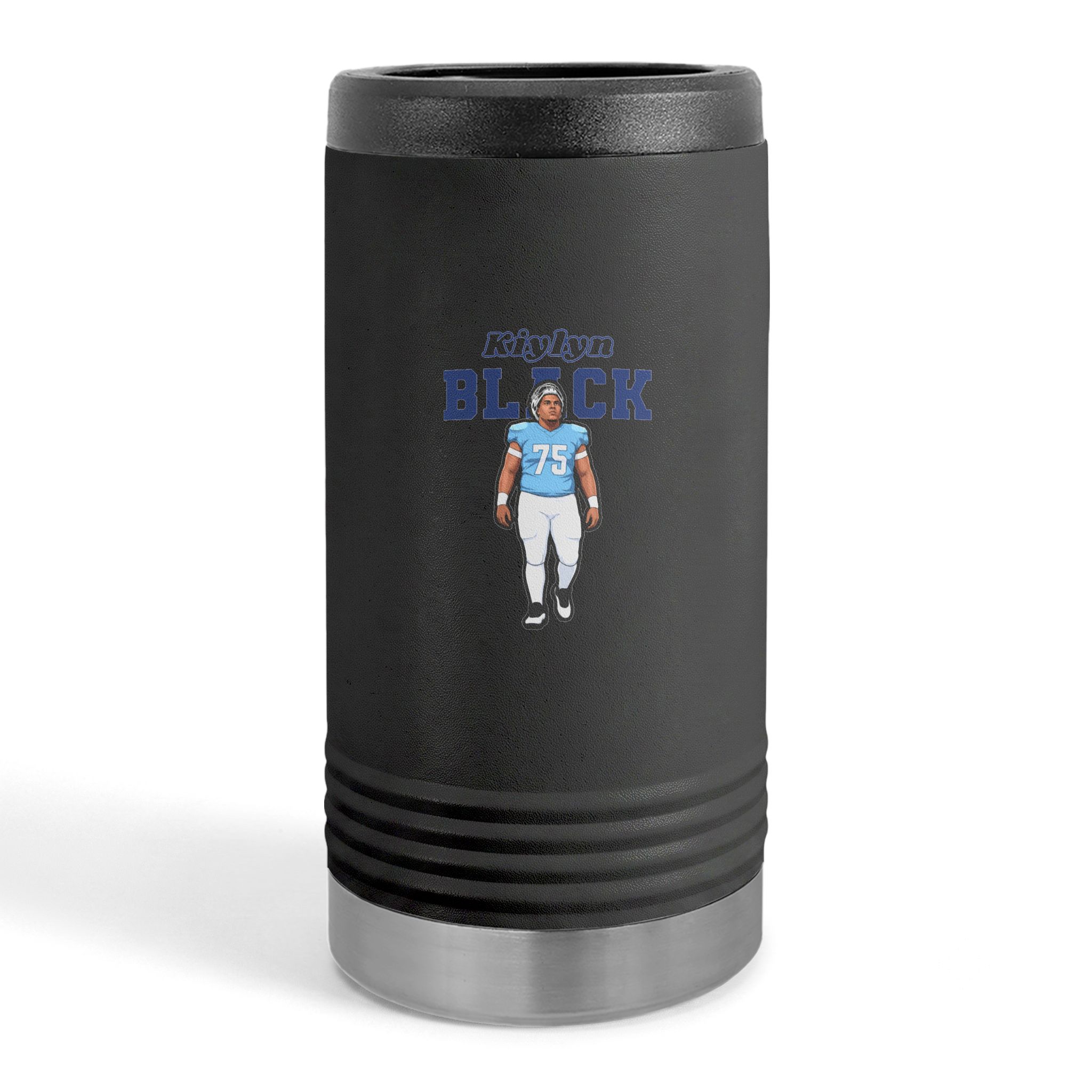 Slim Stainless Can Cooler — character_name_arch in Black