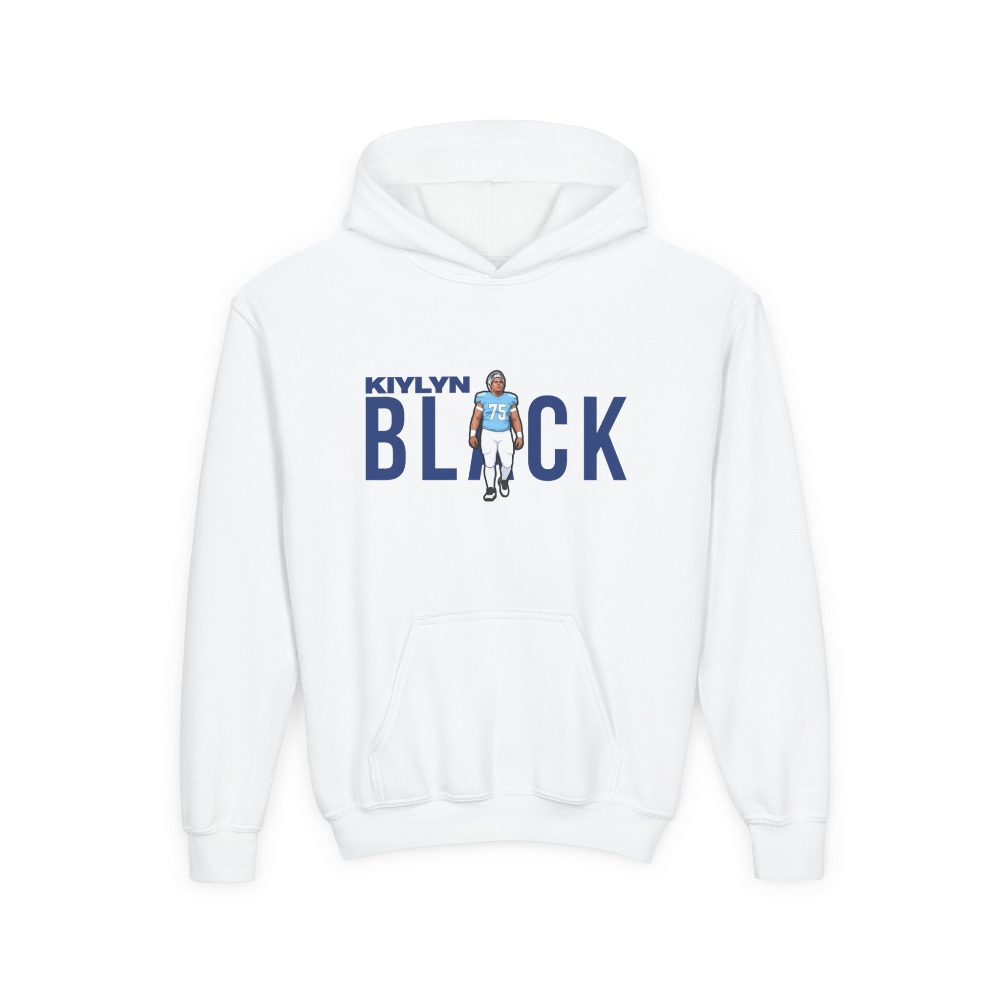 Youth Hoodie — character_player_name in White