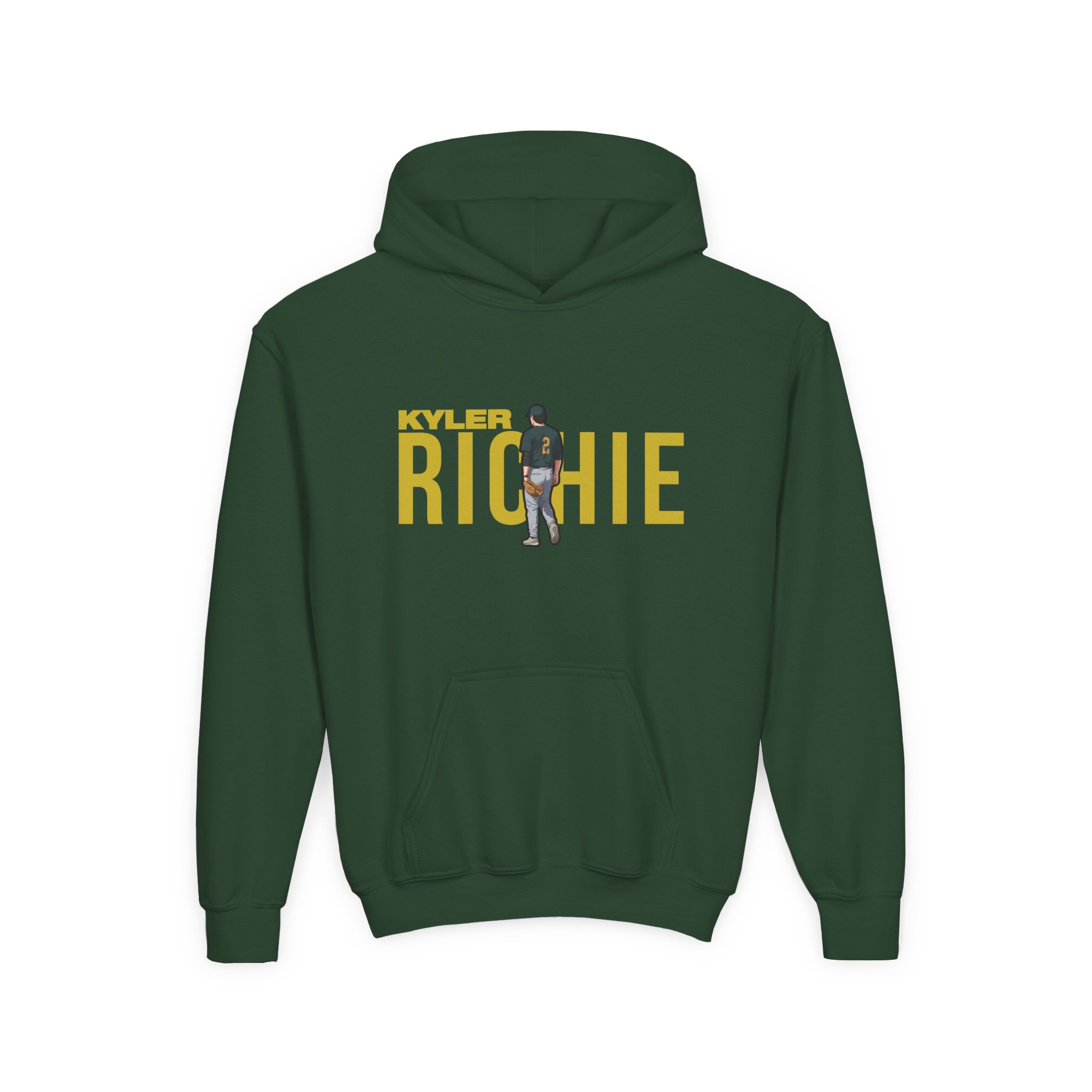Youth Hoodie — character_player_name in Green
