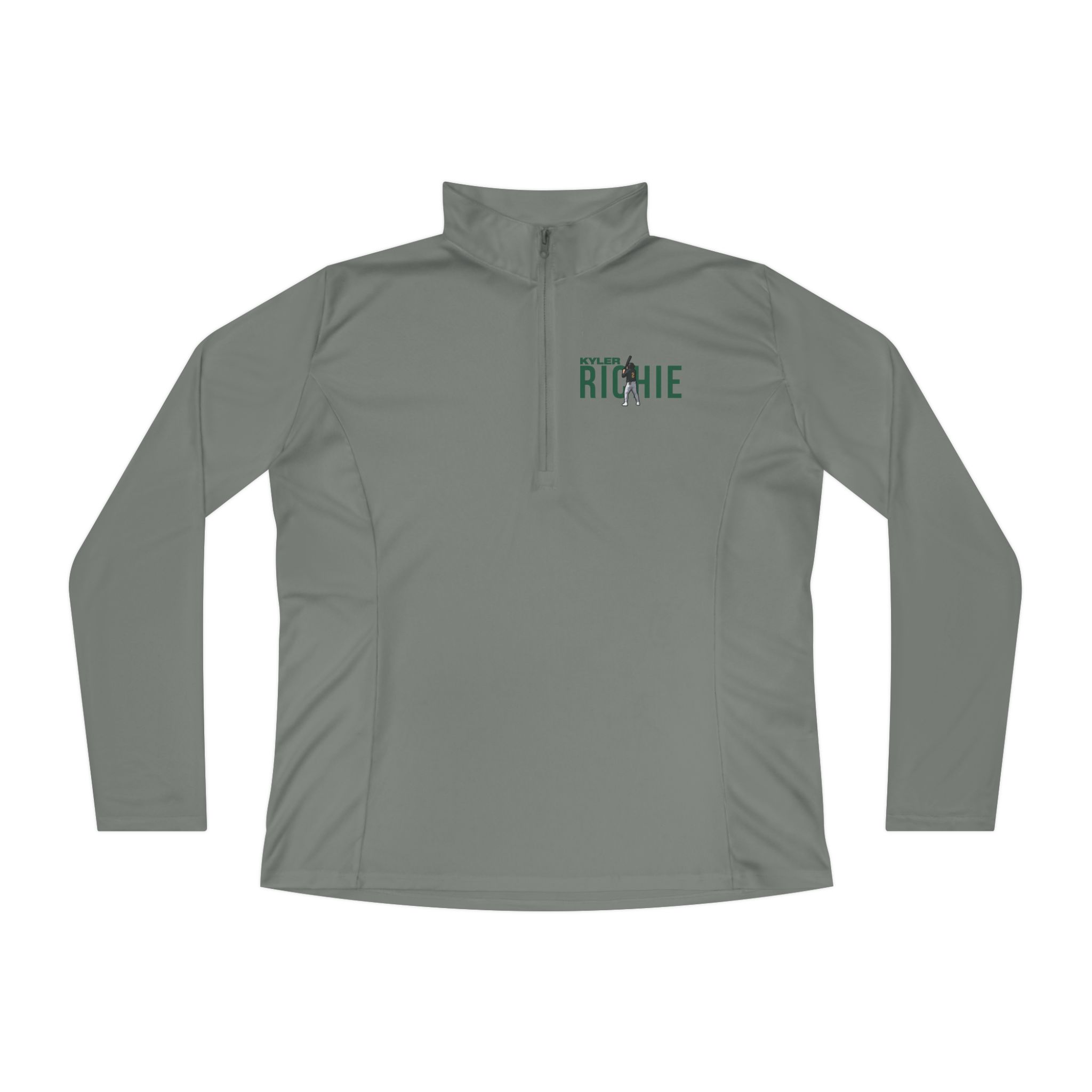 Women's Q-Zip Pullover — character_player_name in Grey