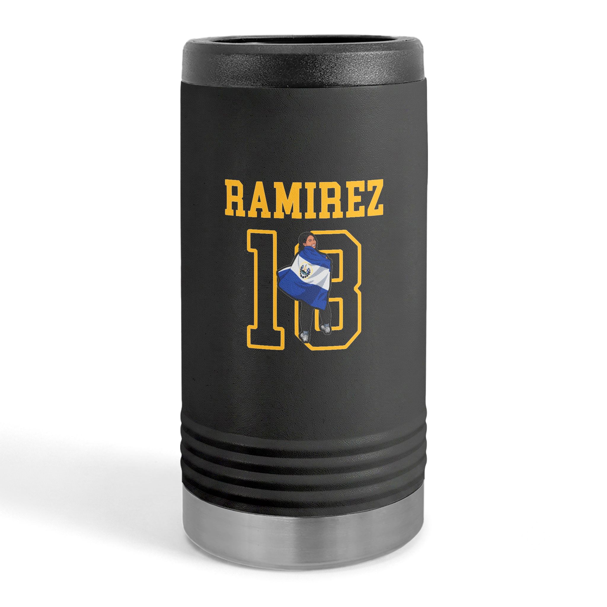 Slim Stainless Can Cooler — character_shirsey in Black