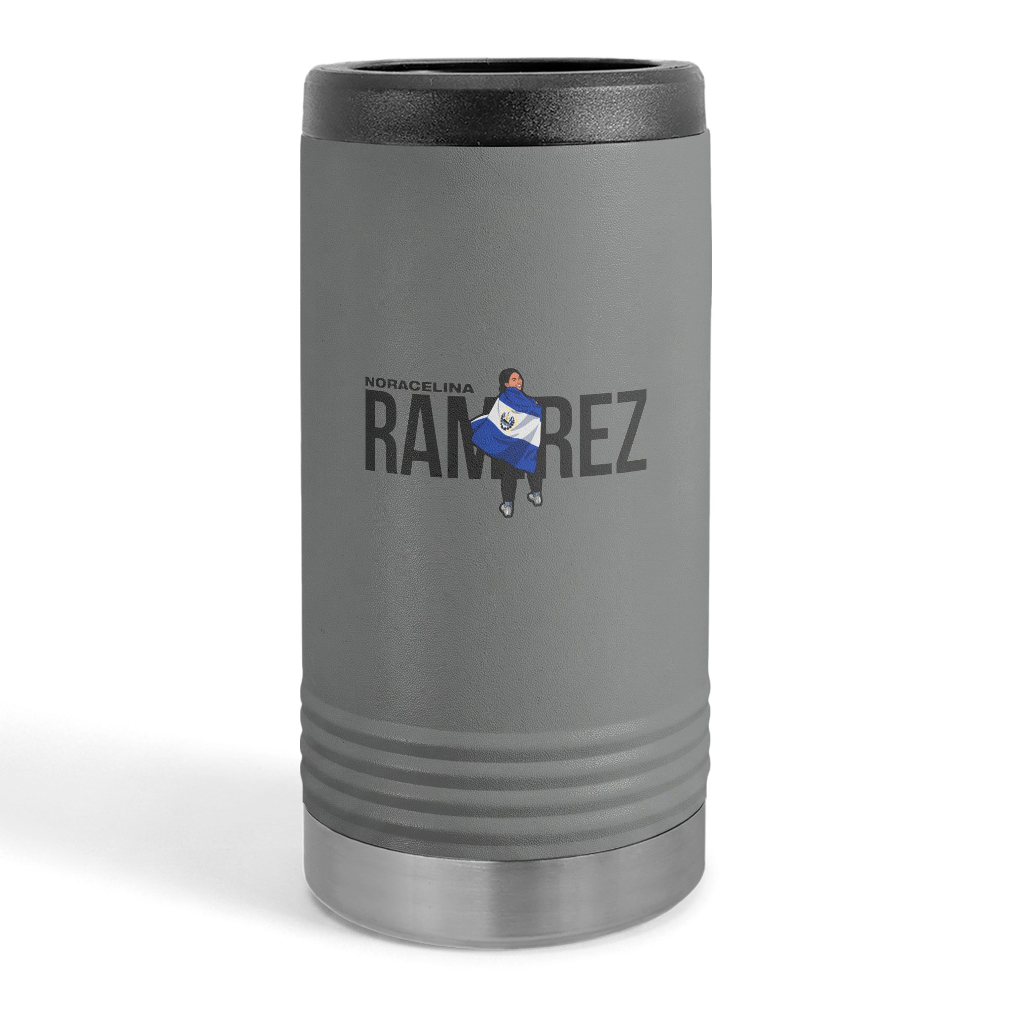 Slim Stainless Can Cooler — character_player_name in Grey