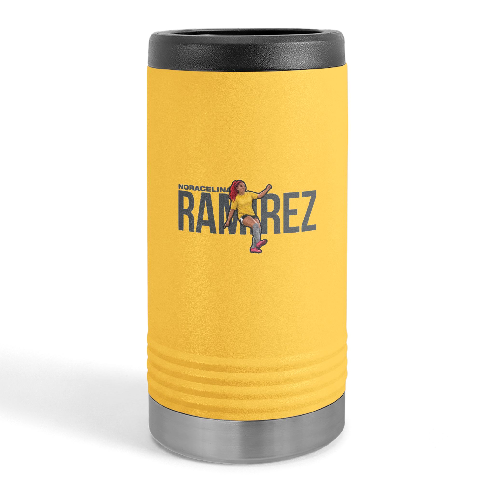 Slim Stainless Can Cooler — character_player_name in Yellow