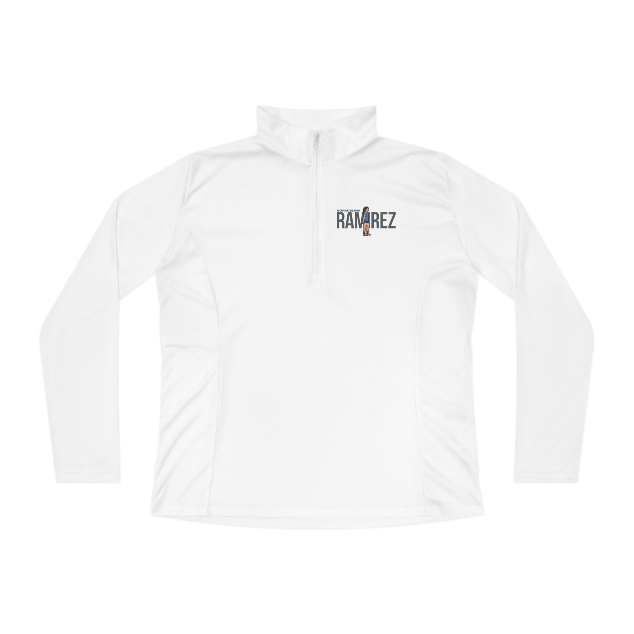 Women's Q-Zip Pullover — character_player_name in White