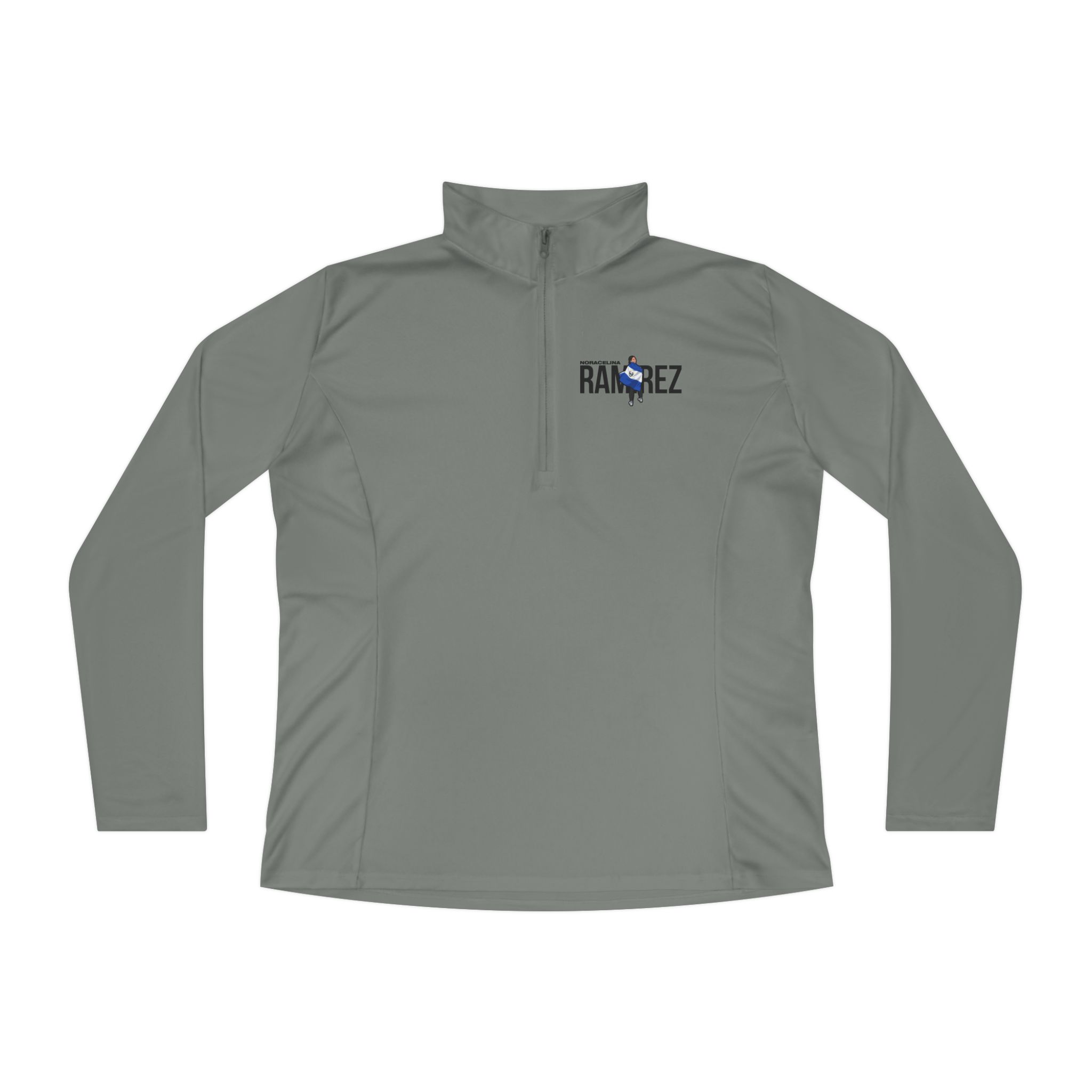 Women's Q-Zip Pullover — character_player_name in Grey