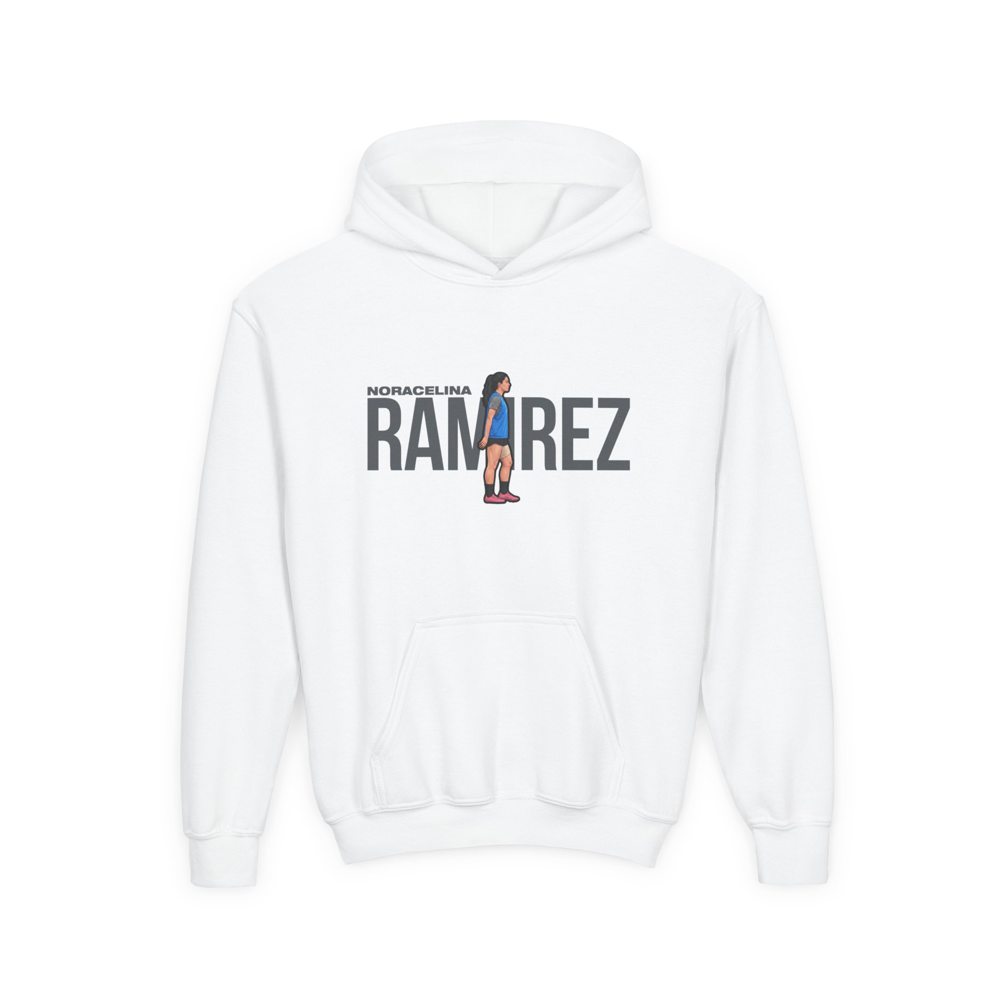 Youth Hoodie — character_player_name in White