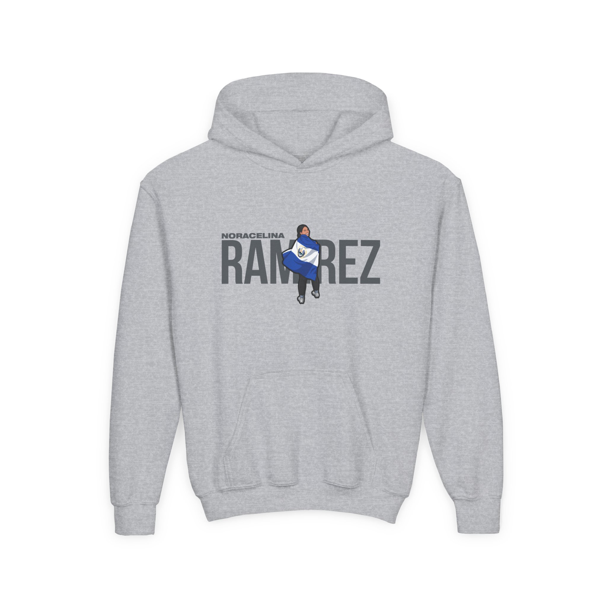 Youth Hoodie — character_player_name in Grey