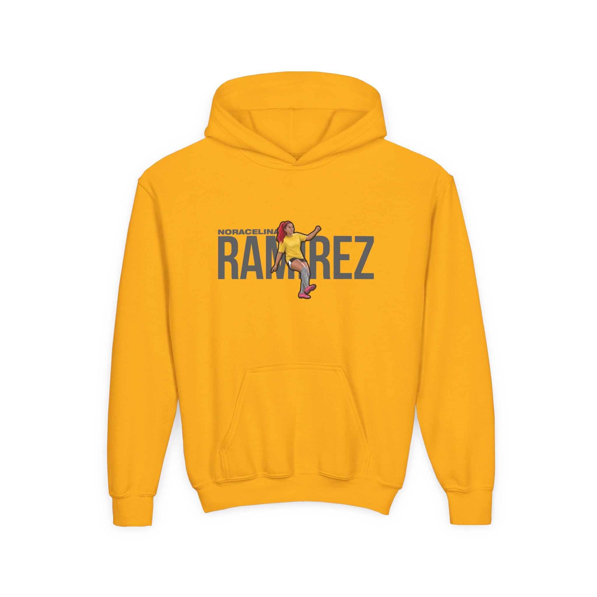 Youth Hoodie — character_player_name in Gold