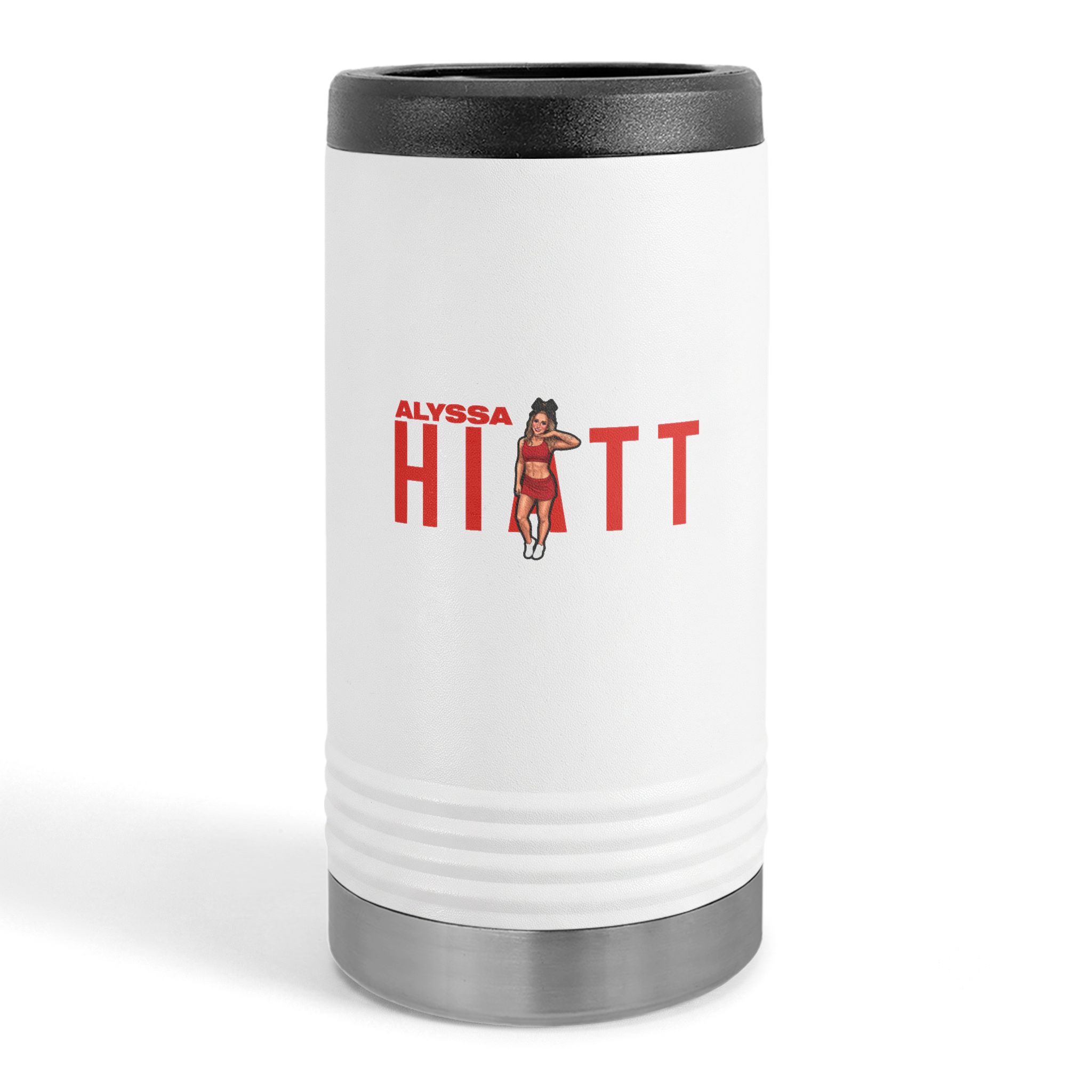Slim Stainless Can Cooler — character_player_name in White
