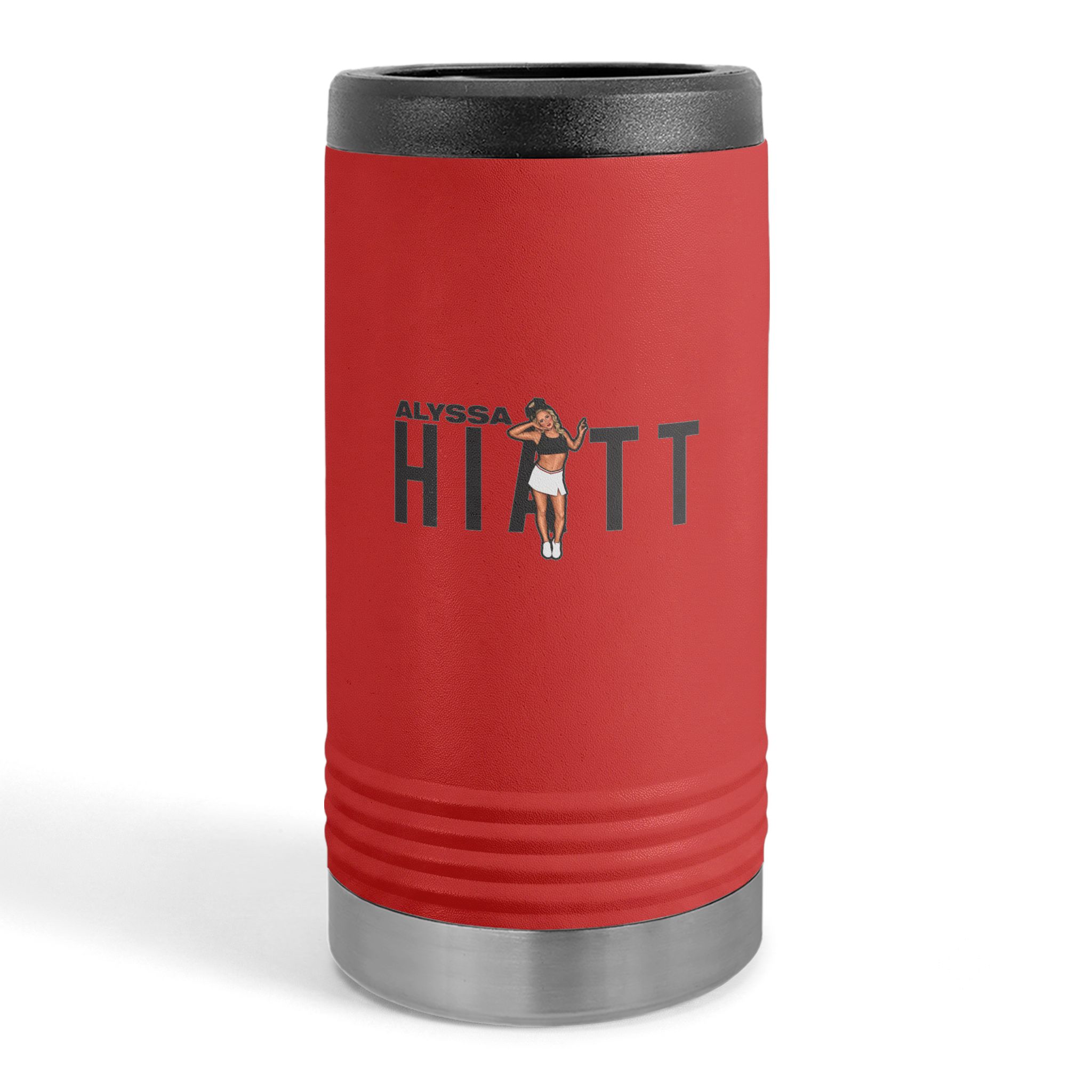 Slim Stainless Can Cooler — character_player_name in Red