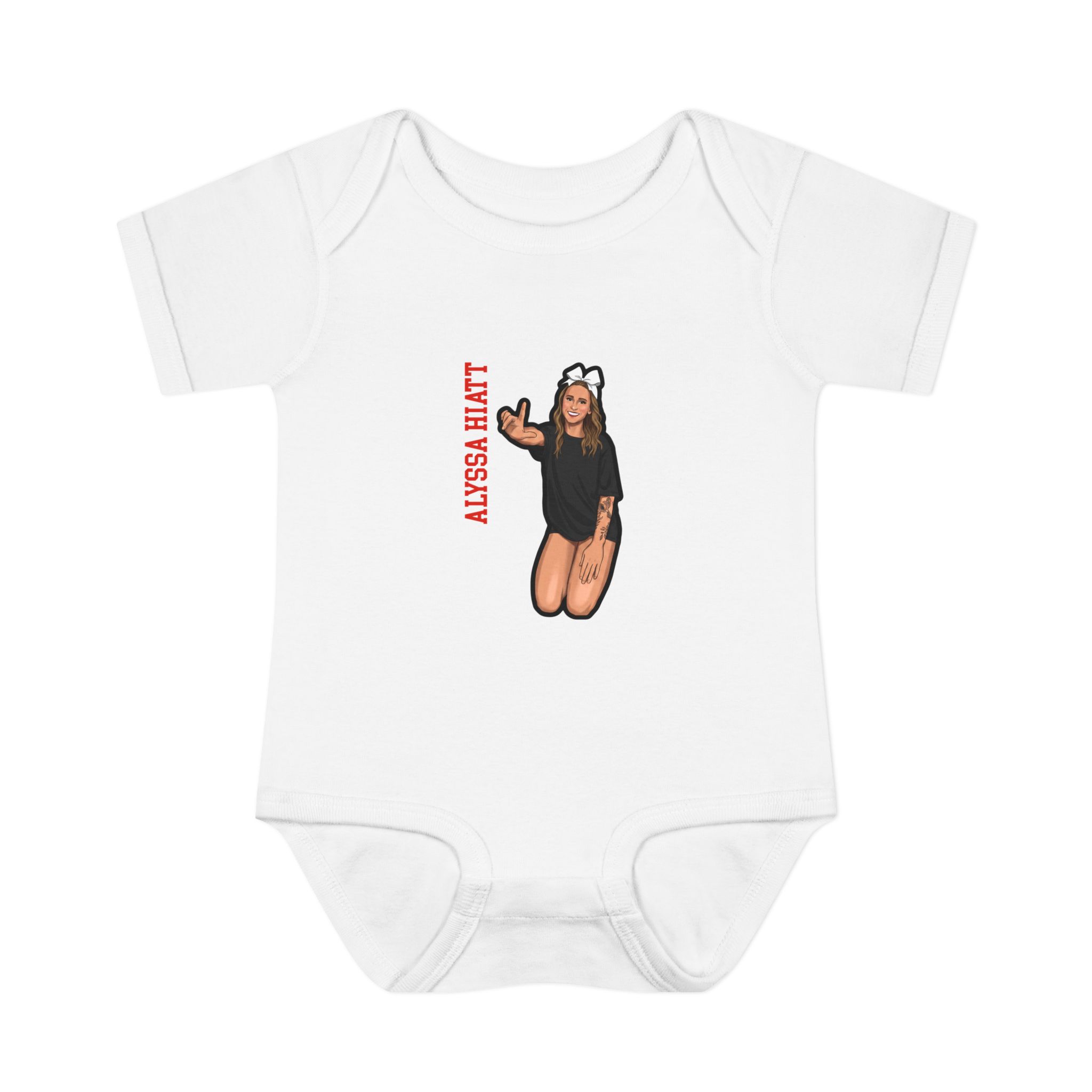 Baby Onesie — character_name_vertical in White
