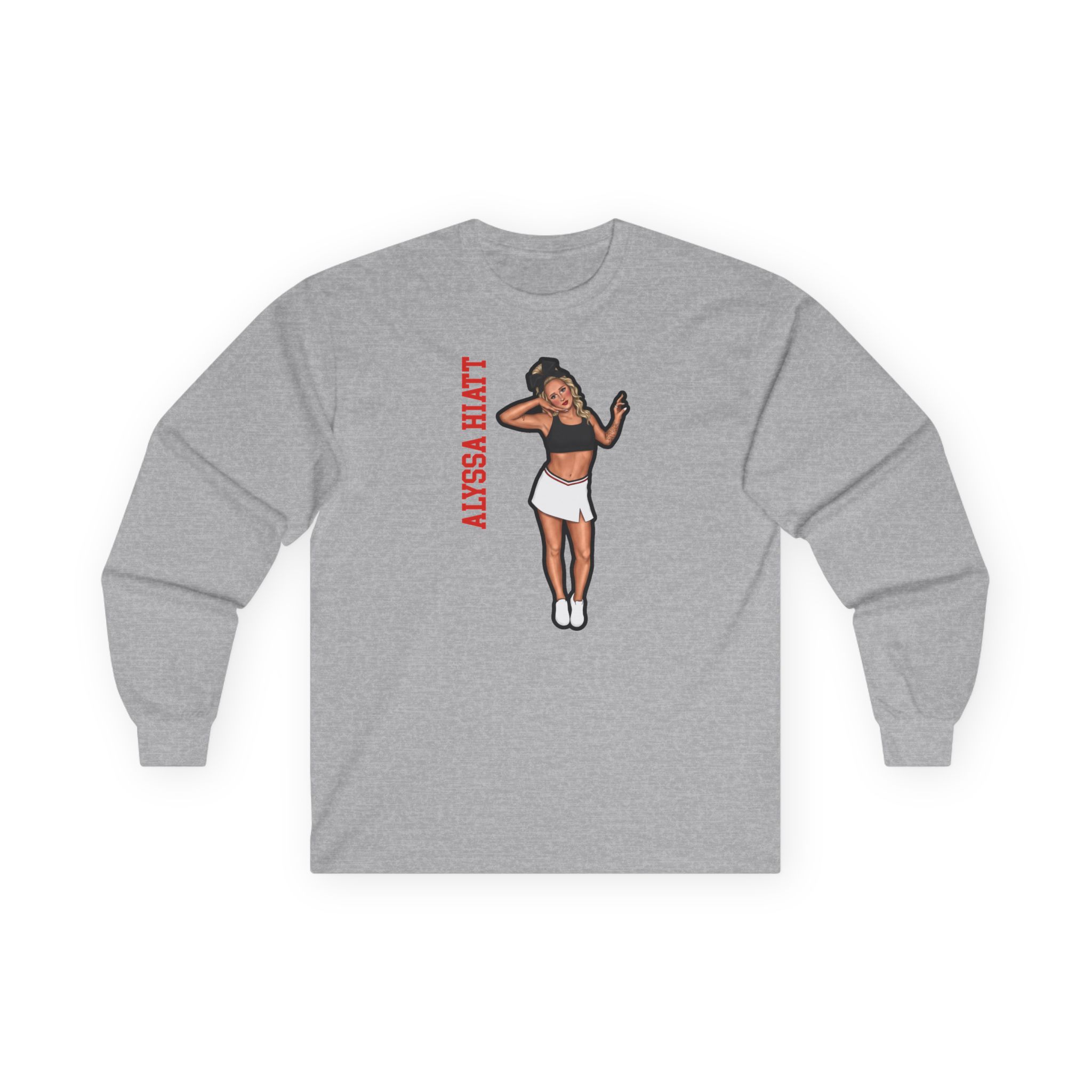 Long Sleeve Tee — character_name_vertical in Grey