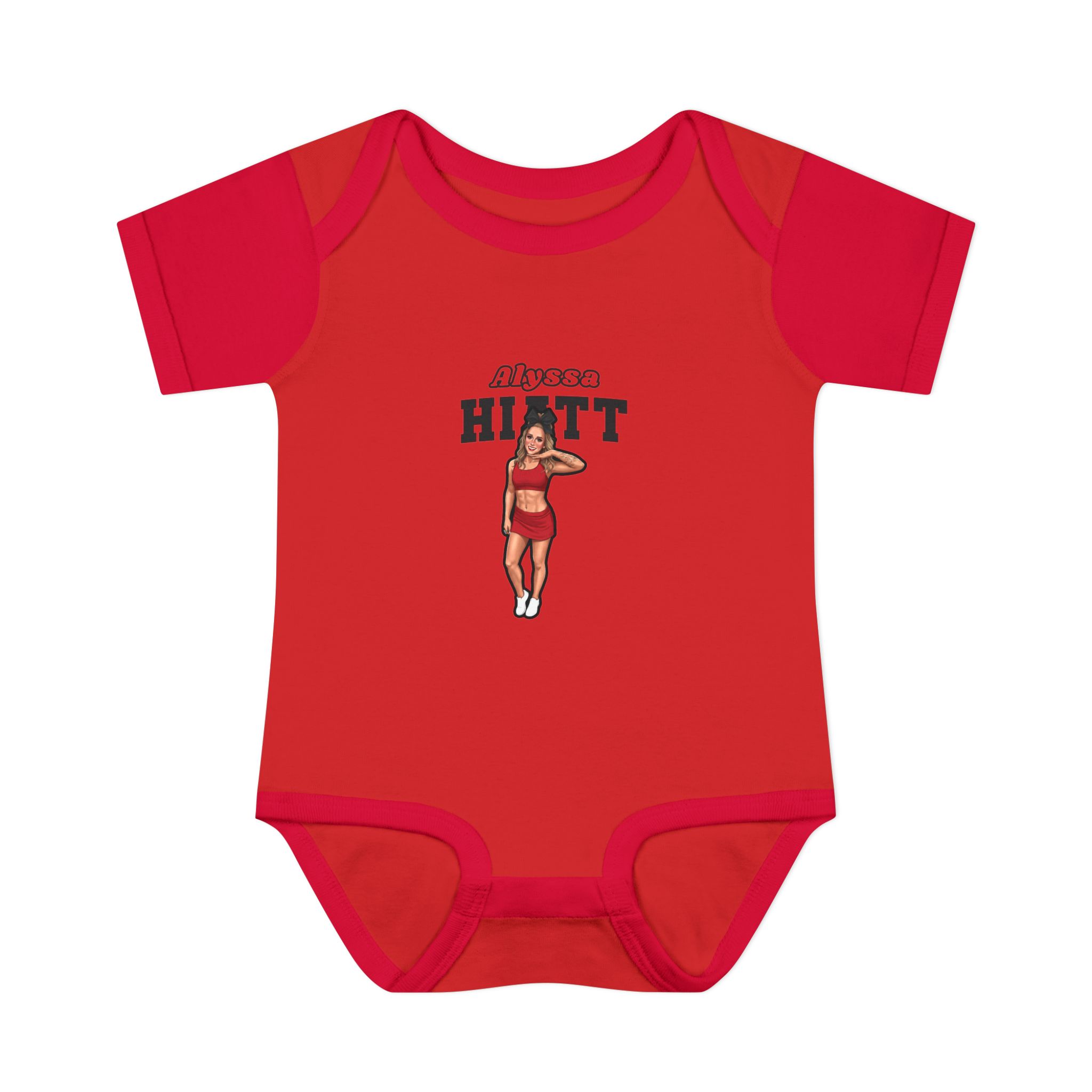 Baby Onesie — character_name_arch in Red