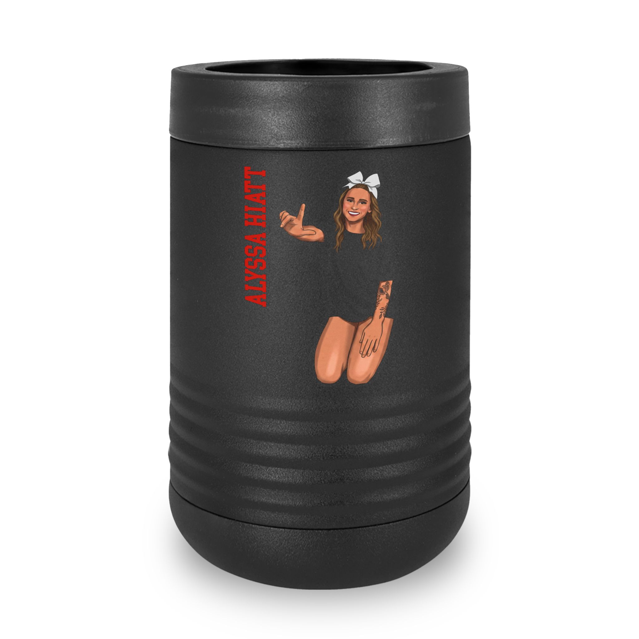 Stainless Can Cooler — character_name_vertical in Black
