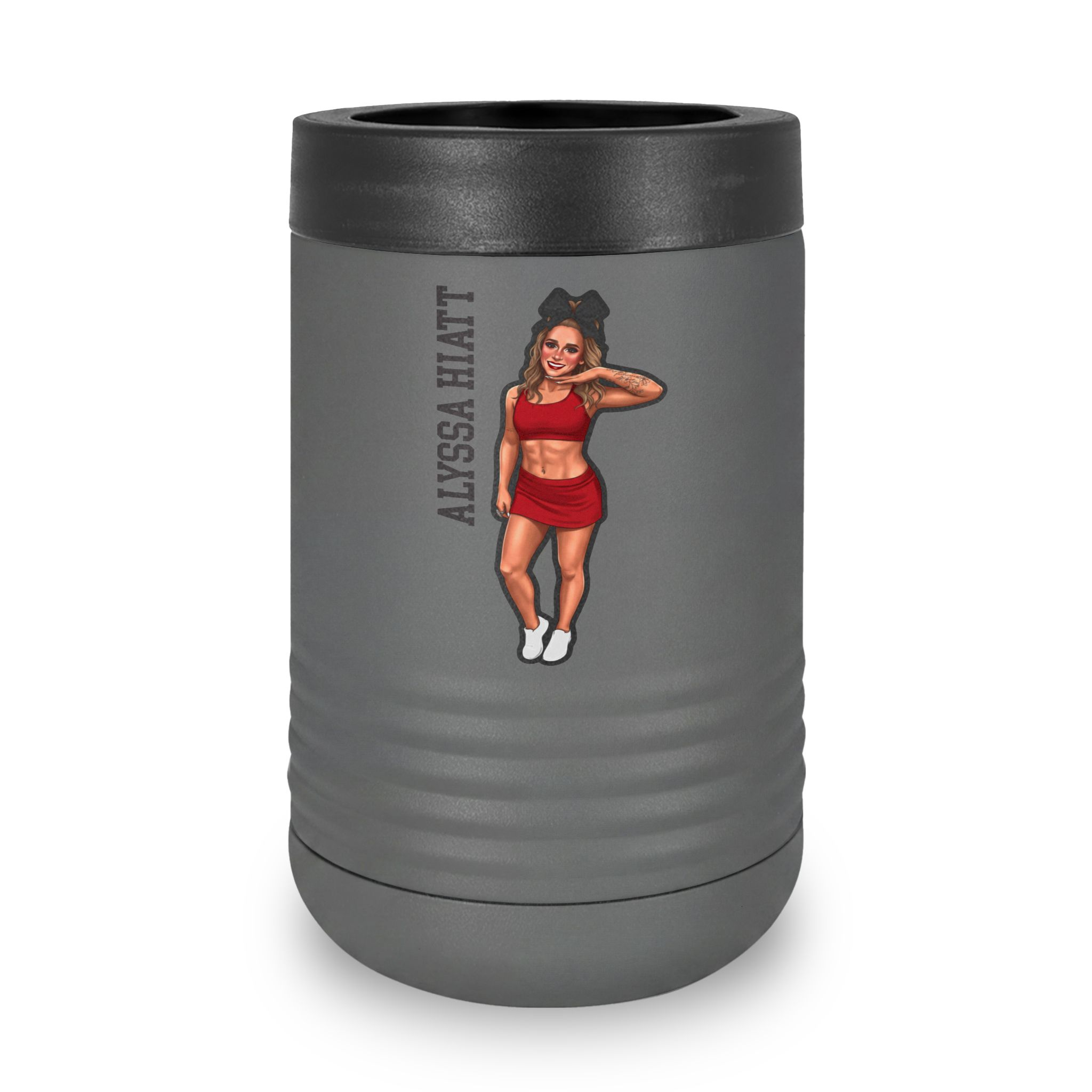 Stainless Can Cooler — character_name_vertical in Grey