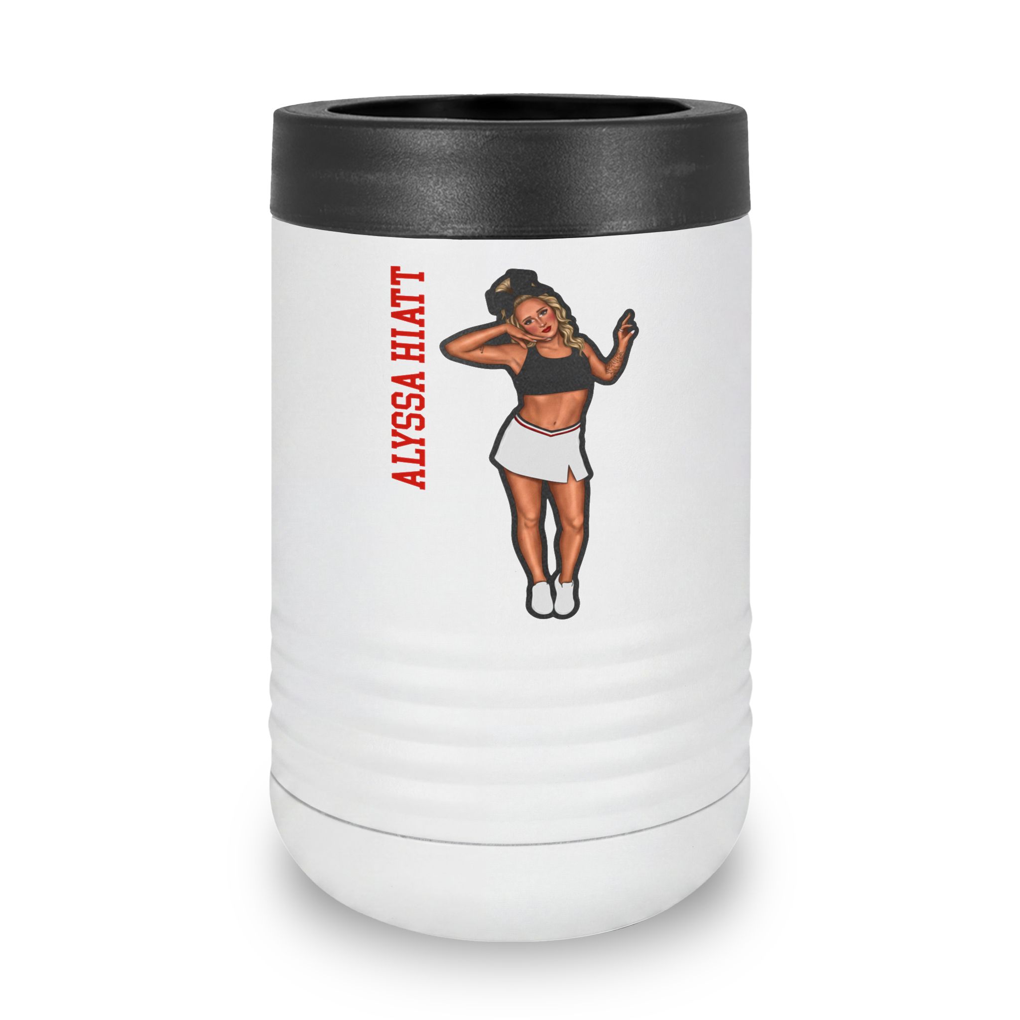 Stainless Can Cooler — character_name_vertical in White