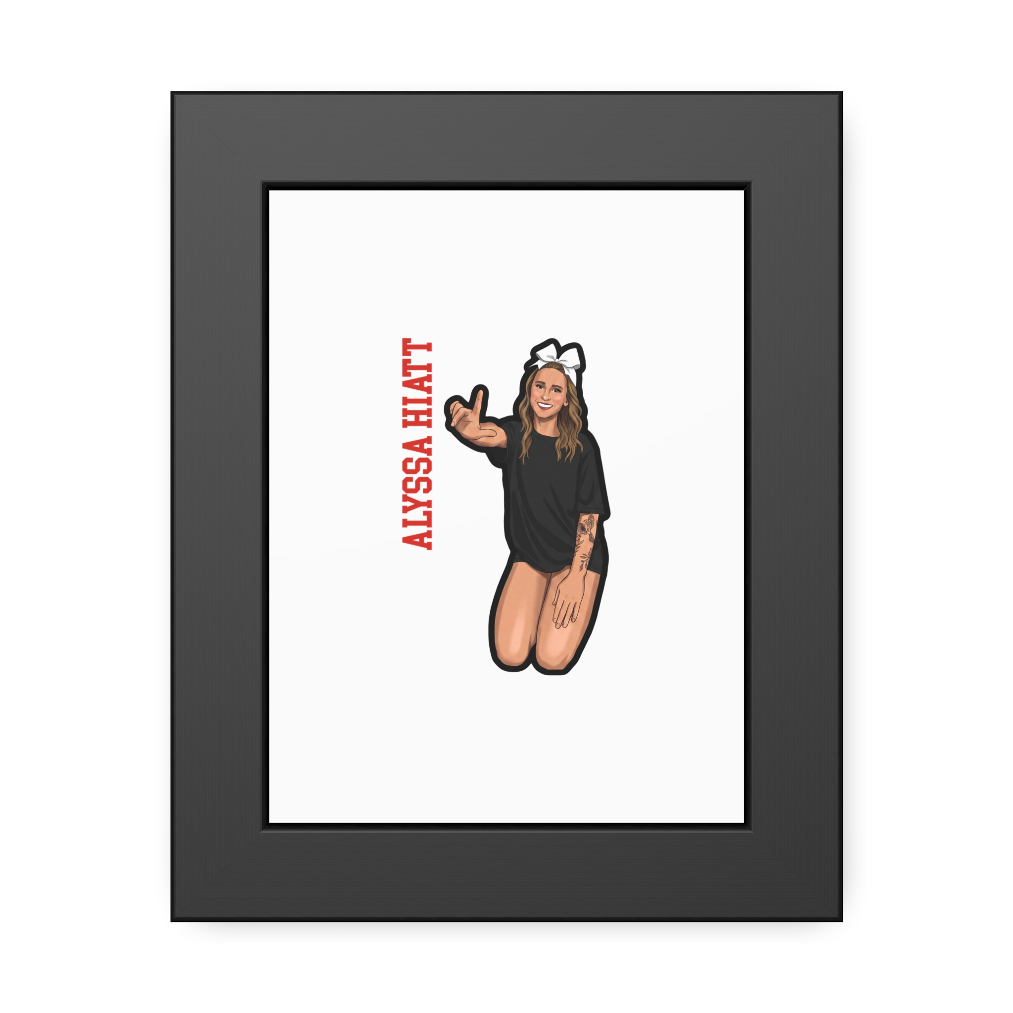 Framed Poster — character_name_vertical in Black