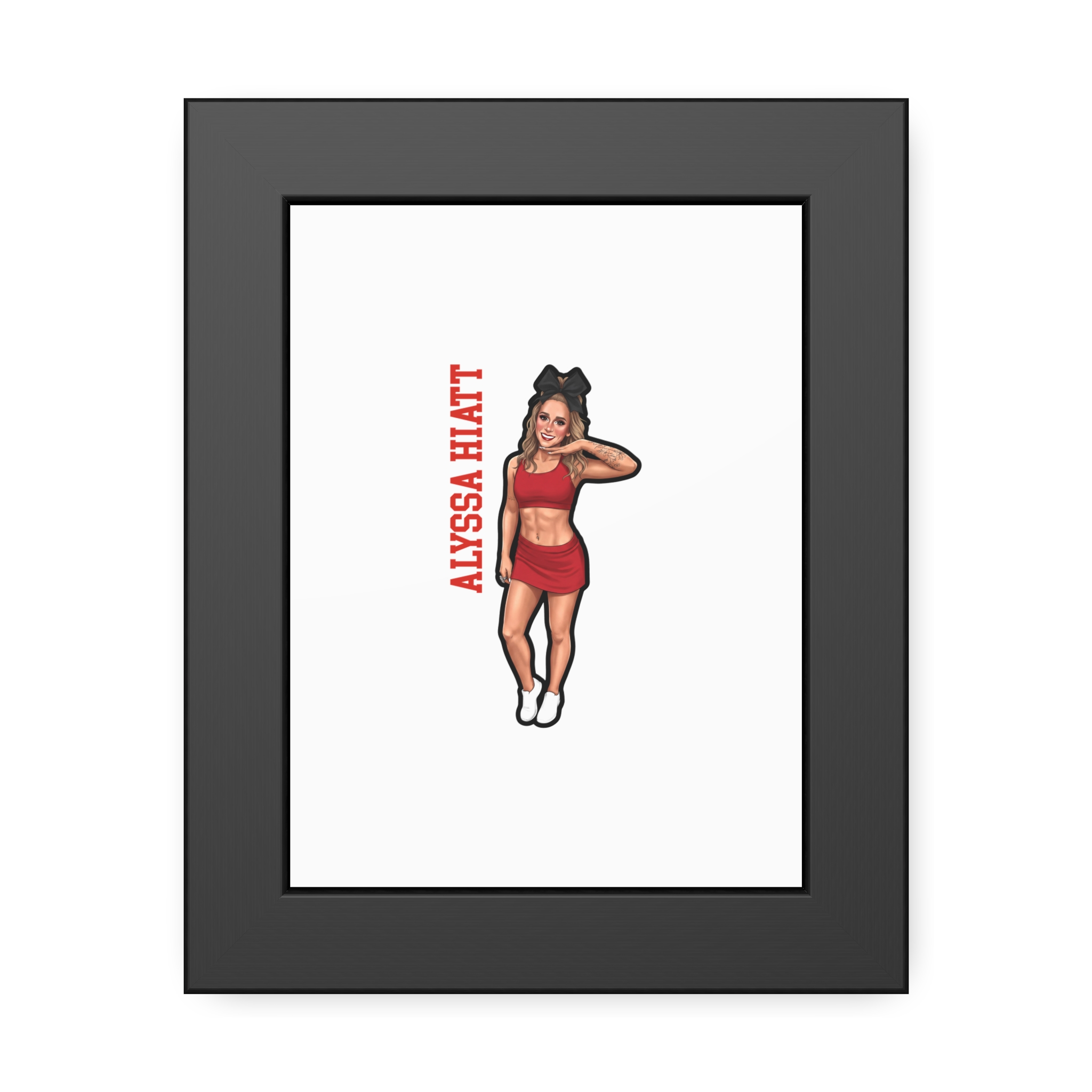 Framed Poster — character_name_vertical in Black