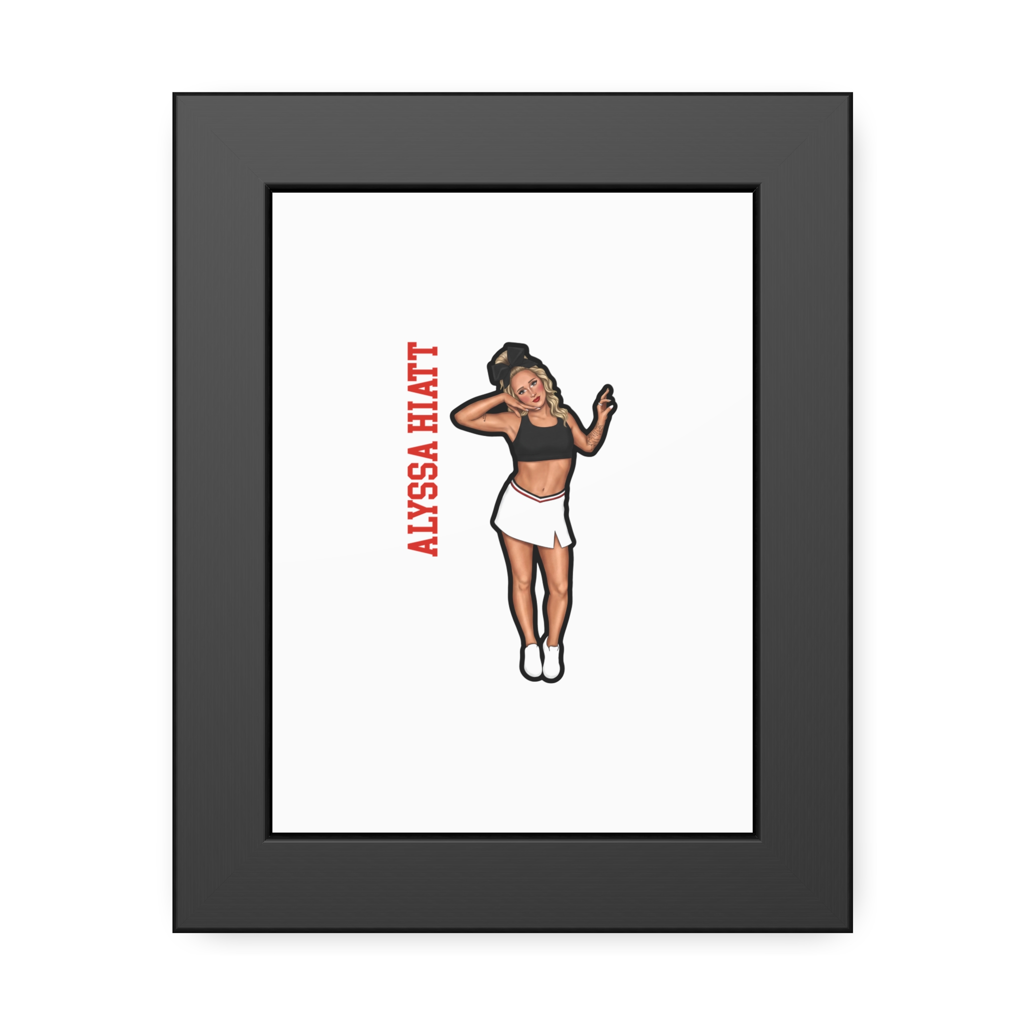 Framed Poster — character_name_vertical in Black