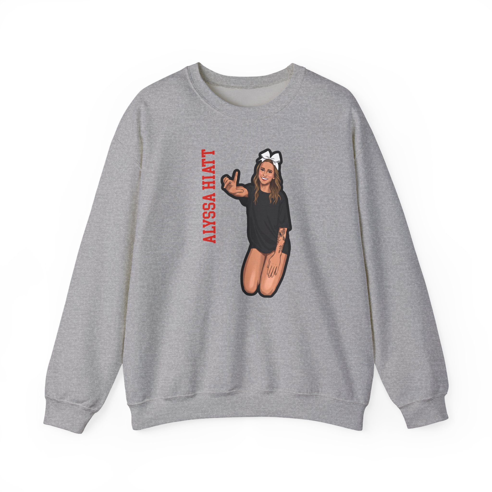 Crewneck Sweatshirt — character_name_vertical in Grey