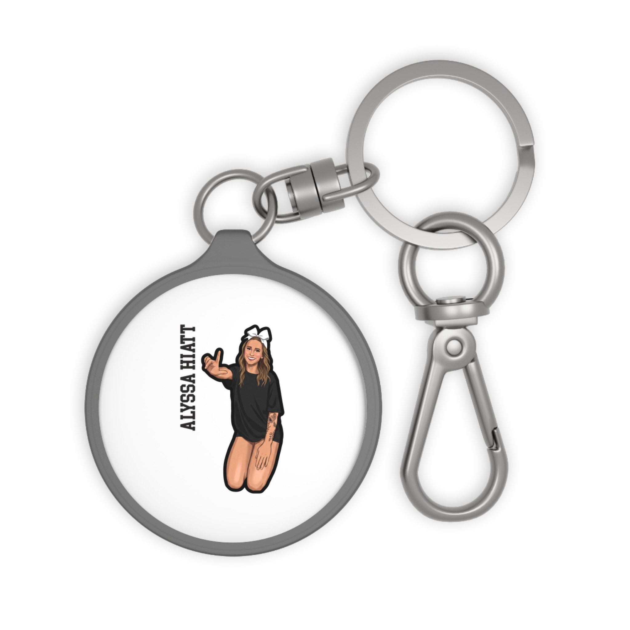 Keychain — character_name_vertical in Grey