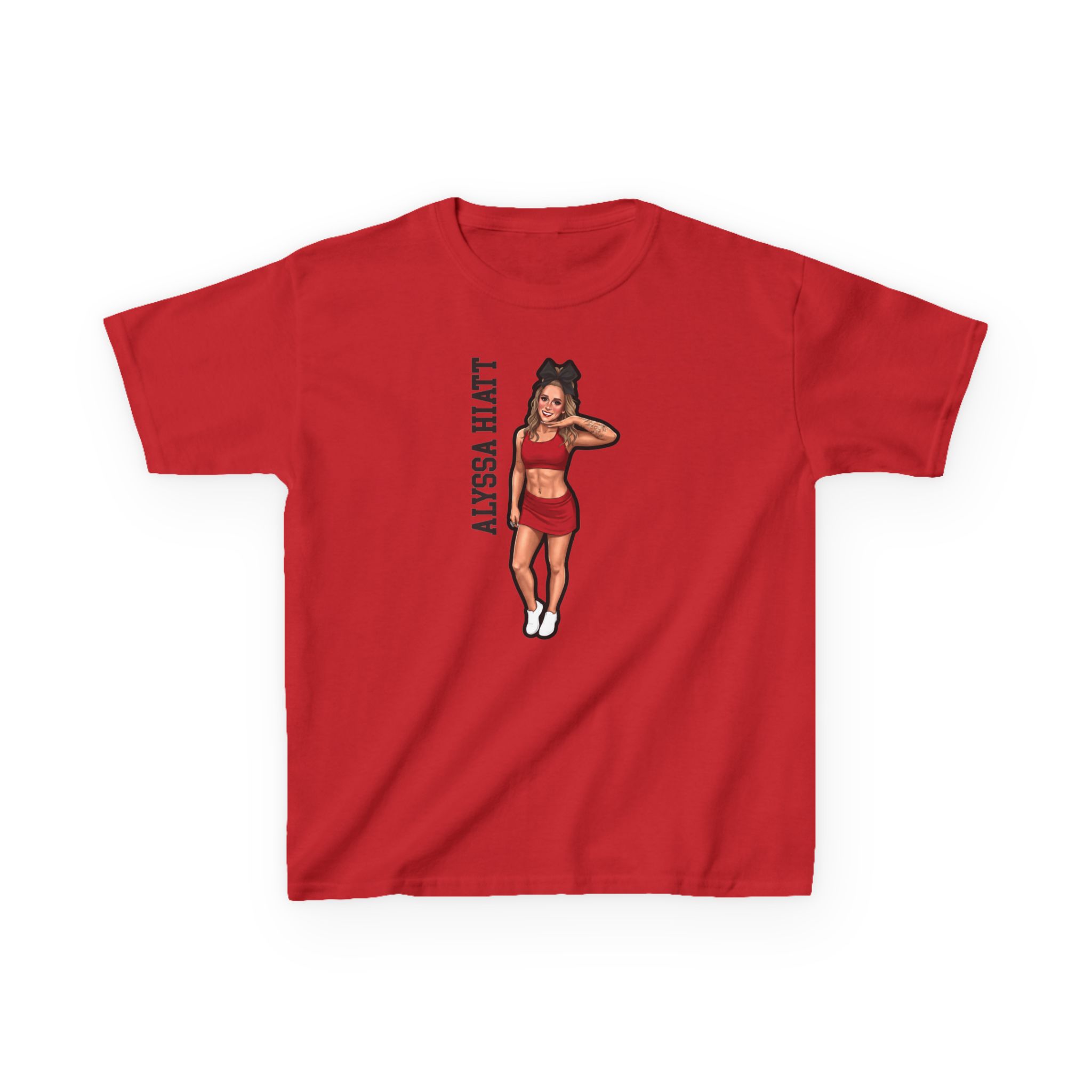 Youth Tee — character_name_vertical in Red