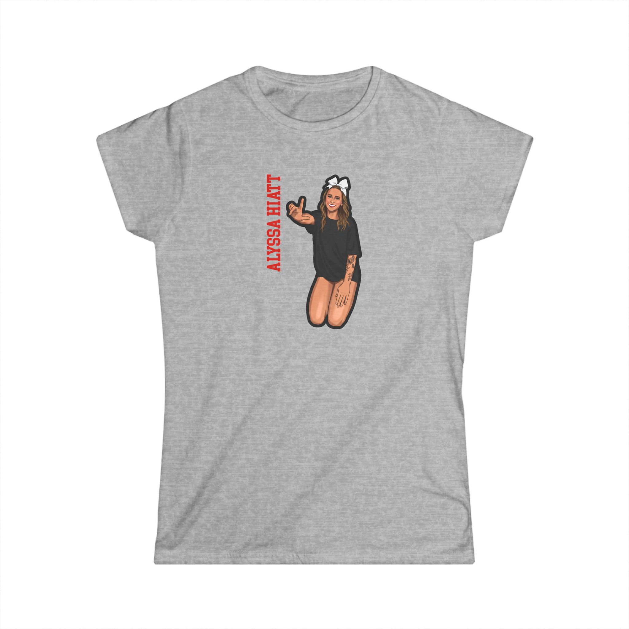 Women's Softstyle Tee — character_name_vertical in Grey
