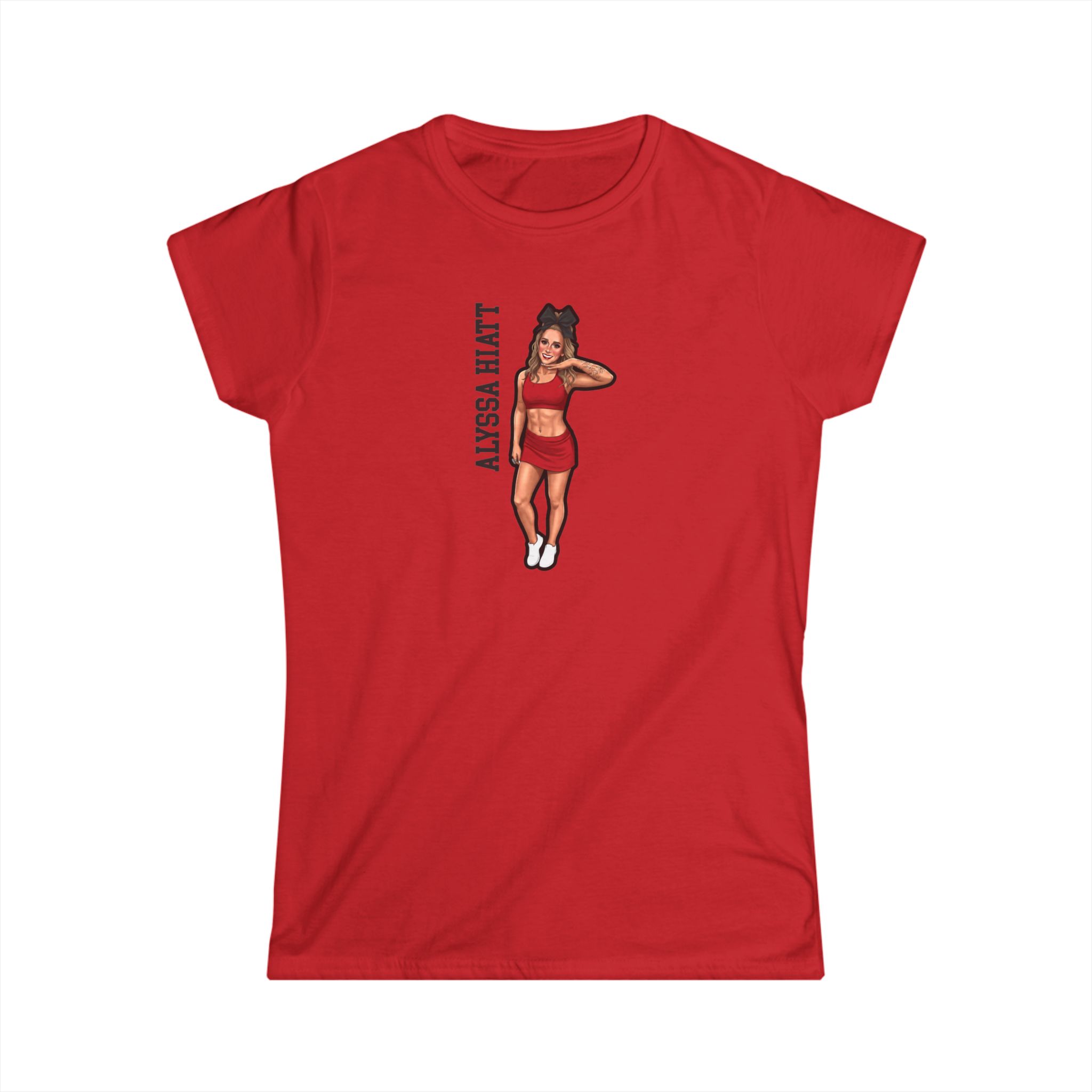 Women's Softstyle Tee — character_name_vertical in Red