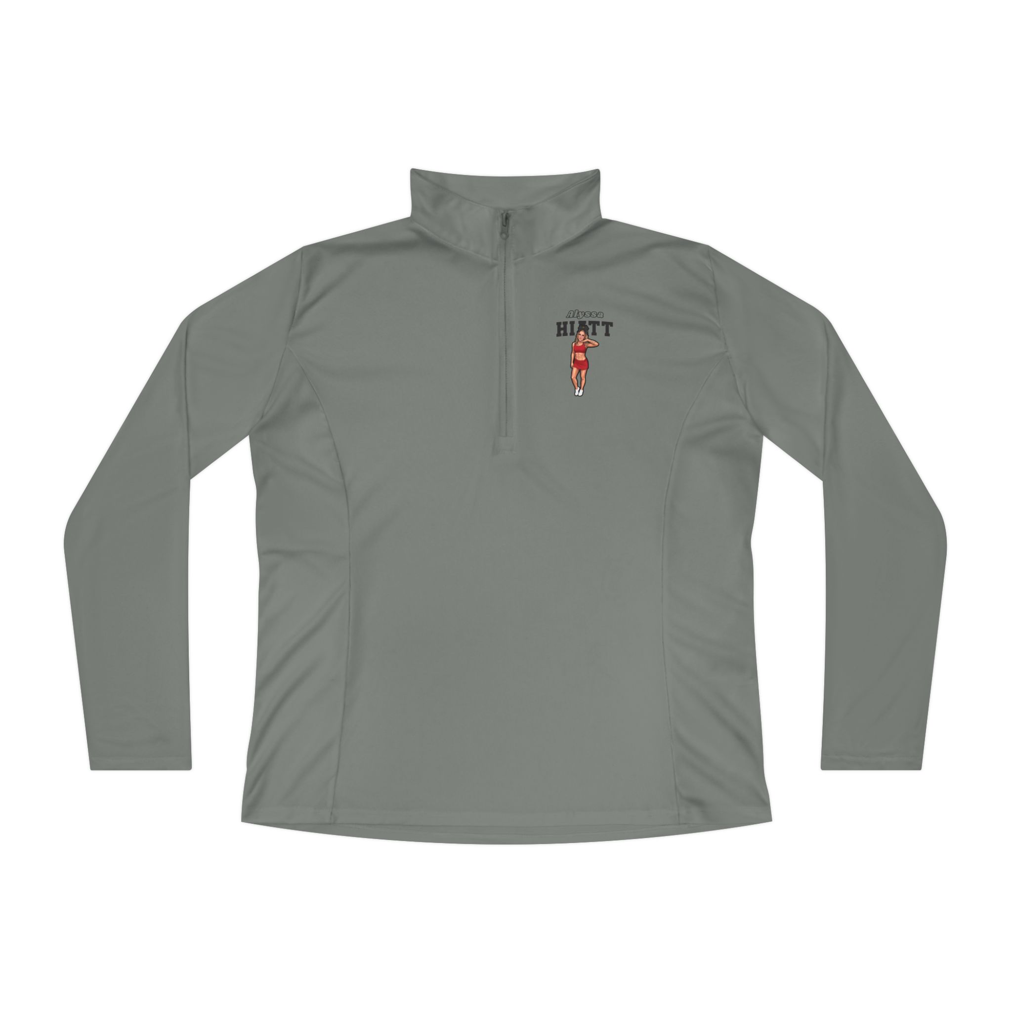 Women's Q-Zip Pullover — character_name_arch in Grey