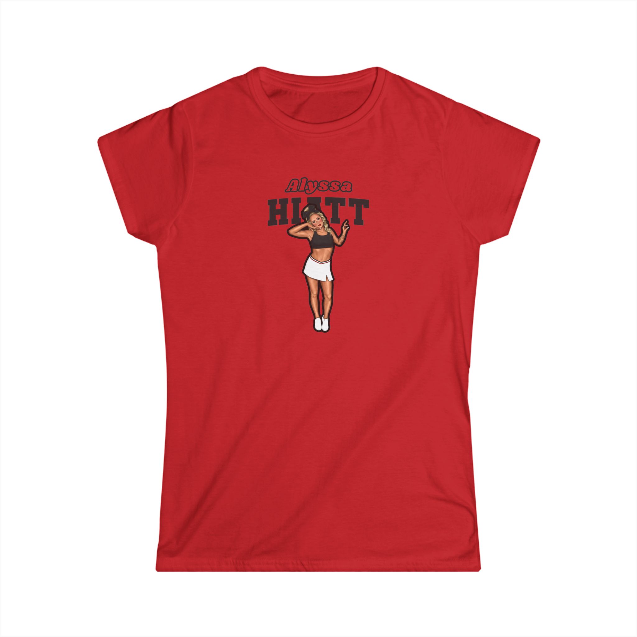 Women's Softstyle Tee — character_name_arch in Red