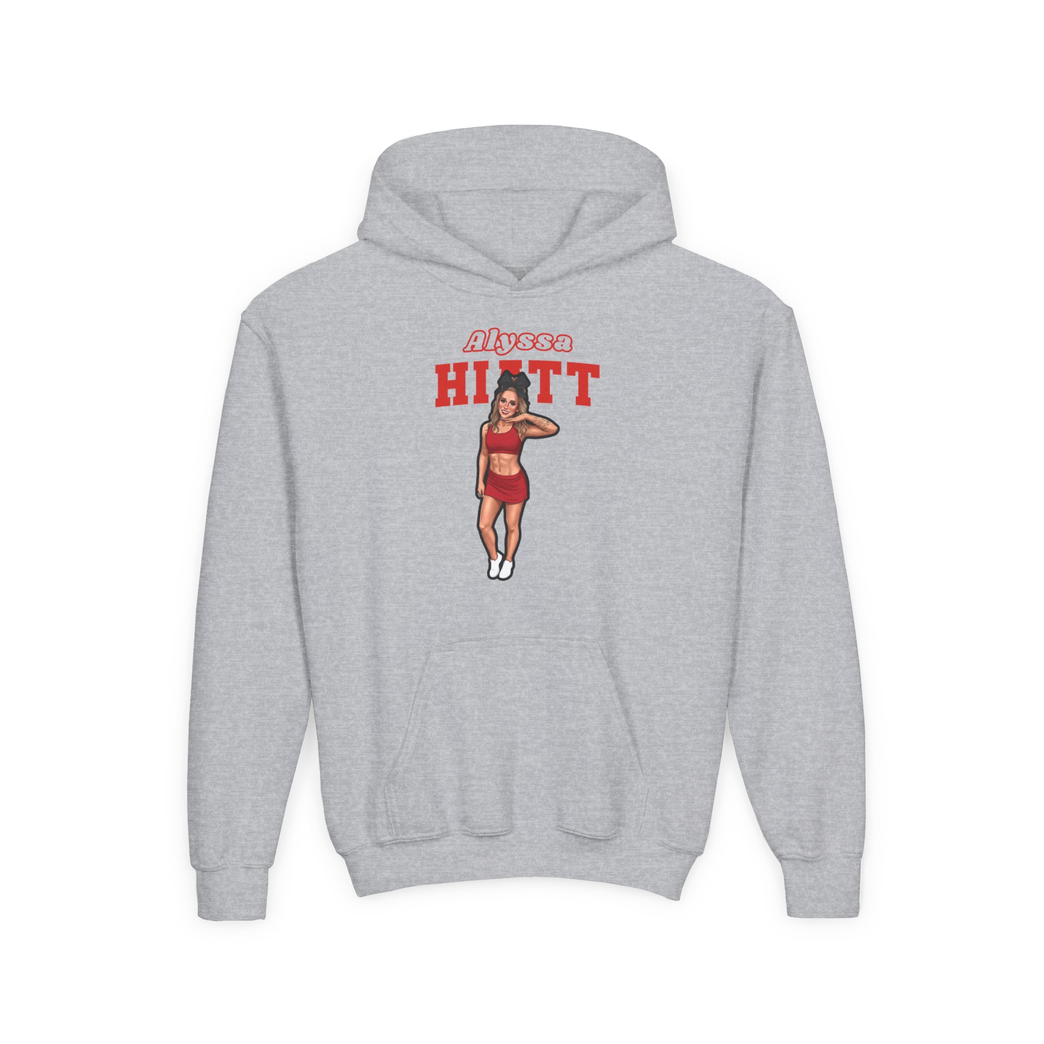 Youth Hoodie — character_name_arch in Grey