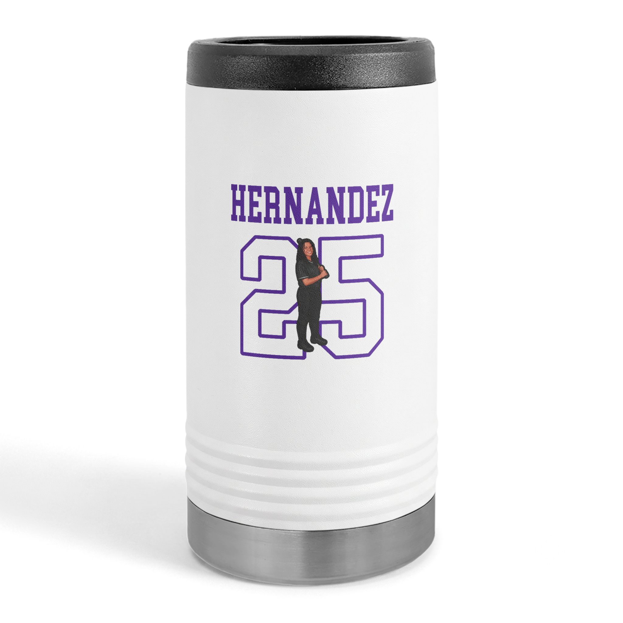 Slim Stainless Can Cooler — character_shirsey in White