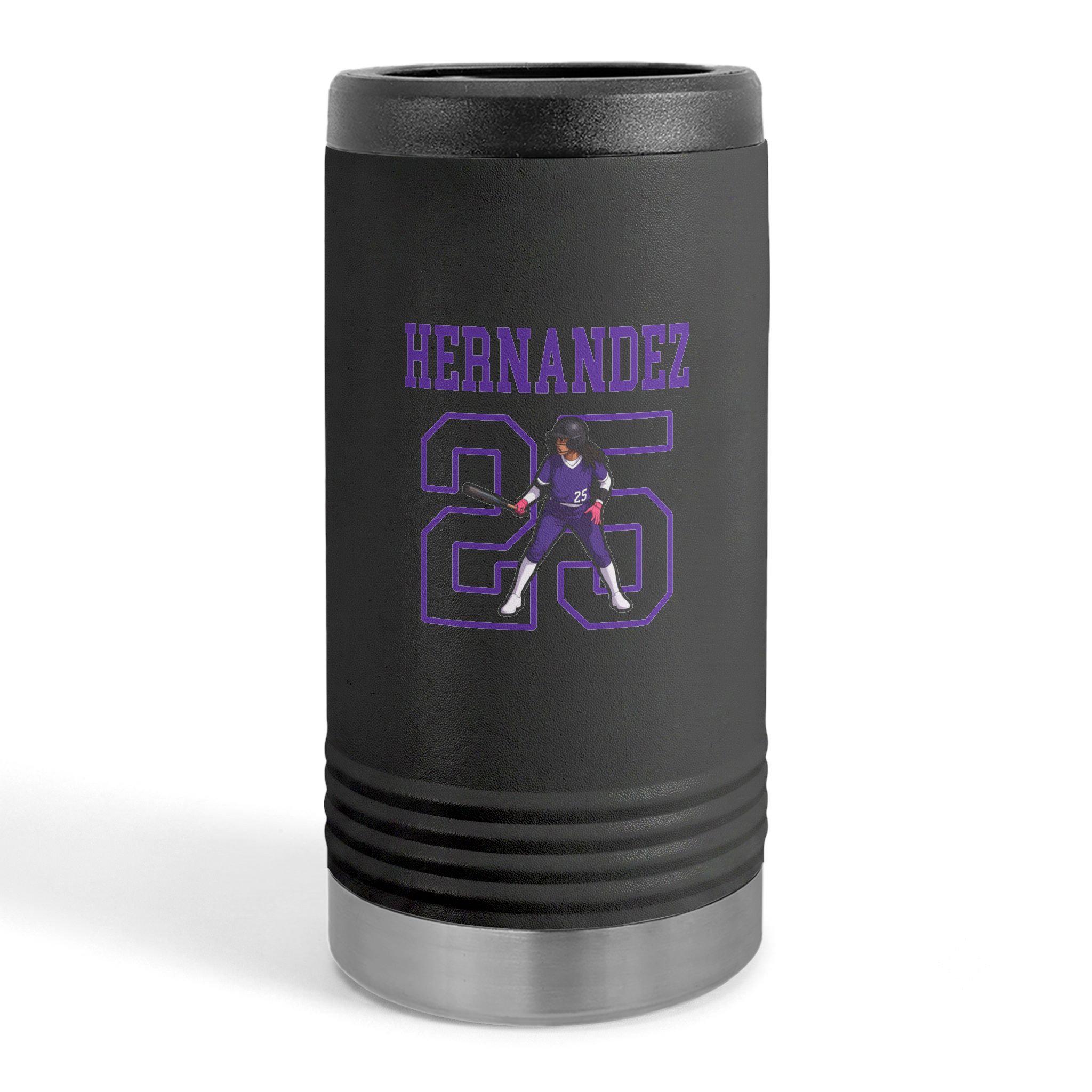Slim Stainless Can Cooler — character_shirsey in Black
