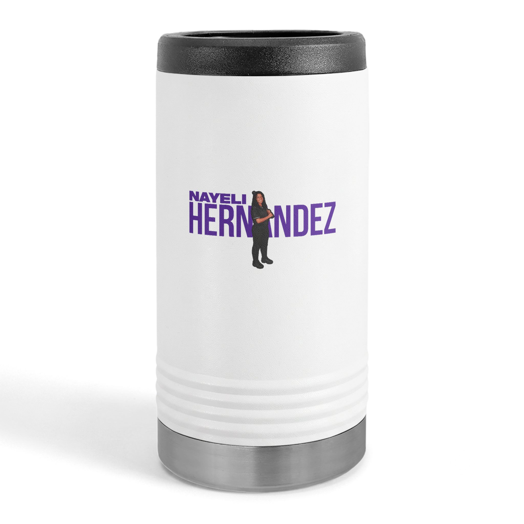 Slim Stainless Can Cooler — character_player_name in White