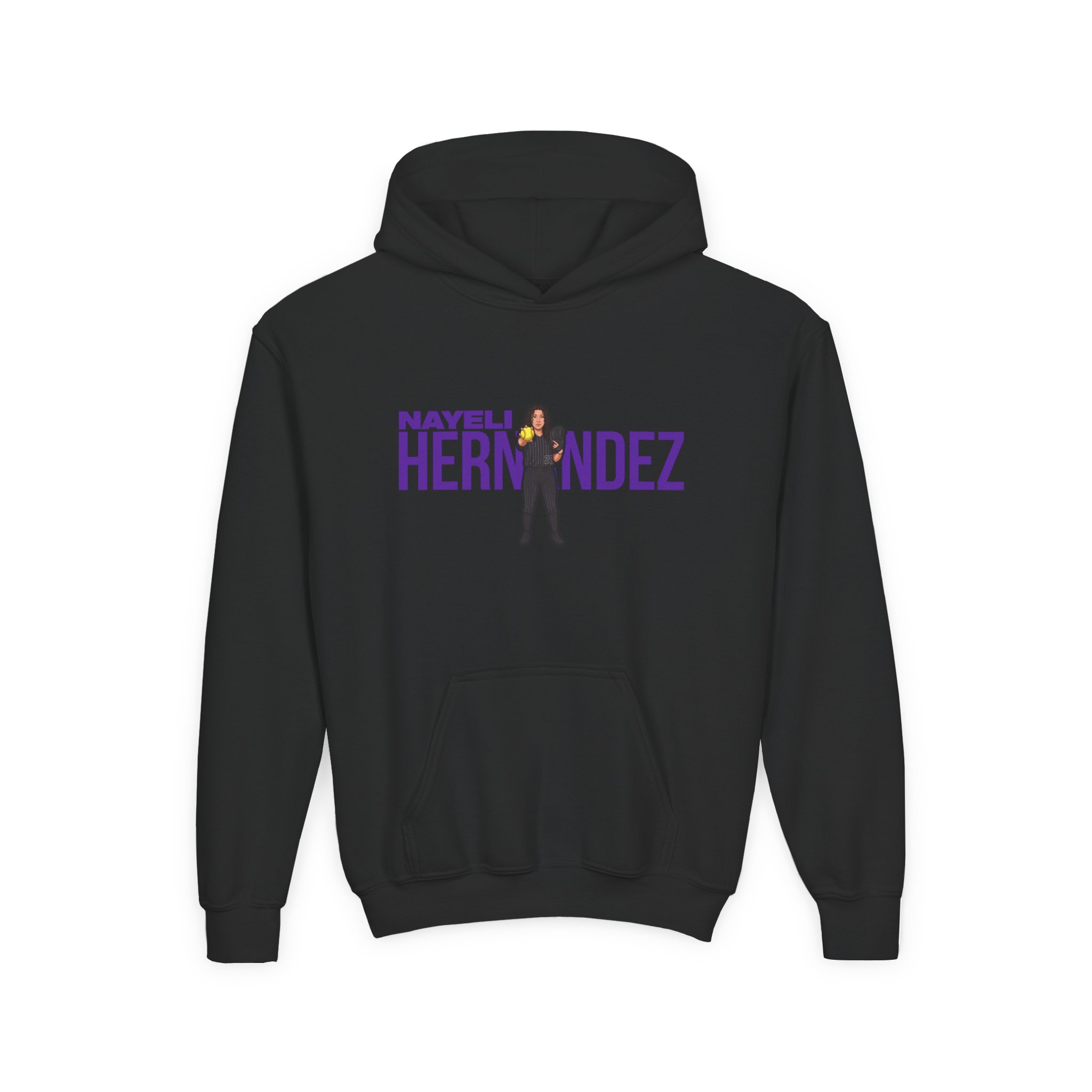 Youth Hoodie — character_player_name in Black