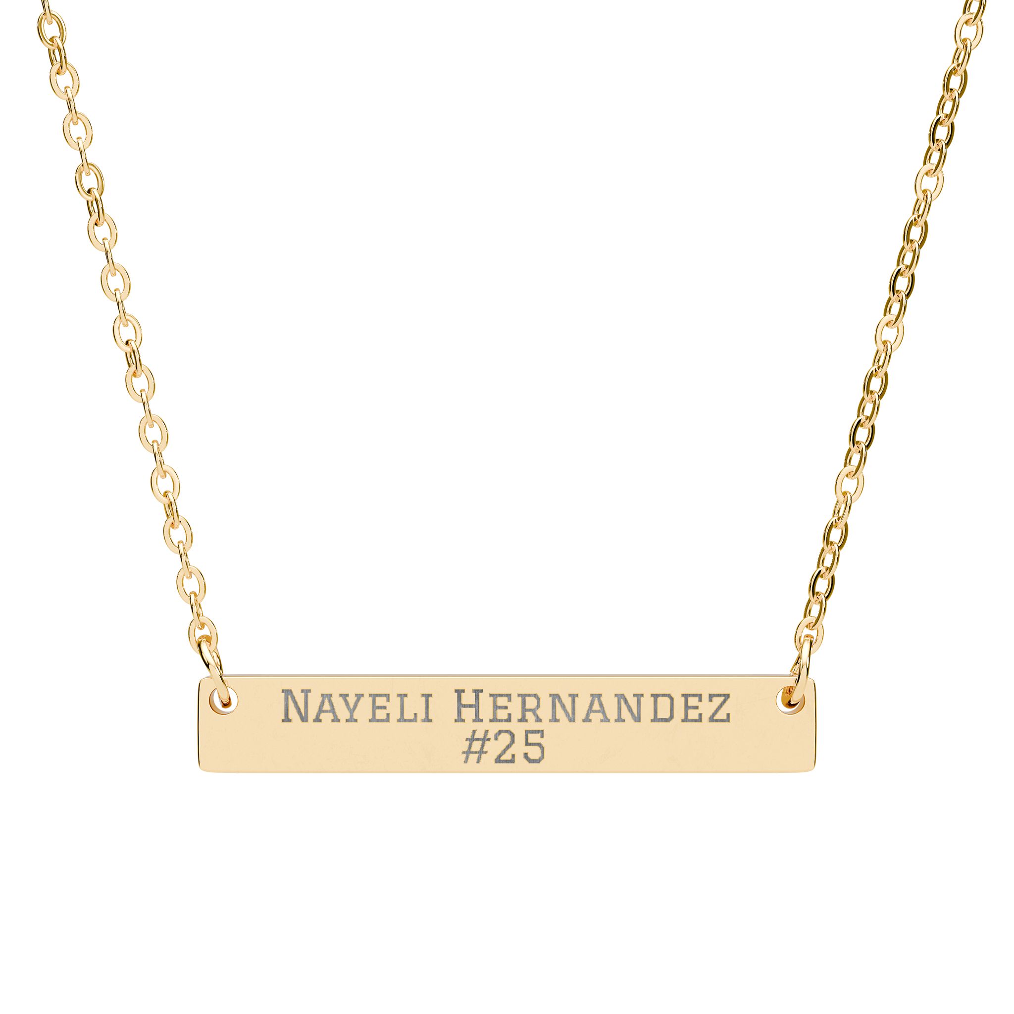 Engraved Bar Necklace — Name & Number in Gold