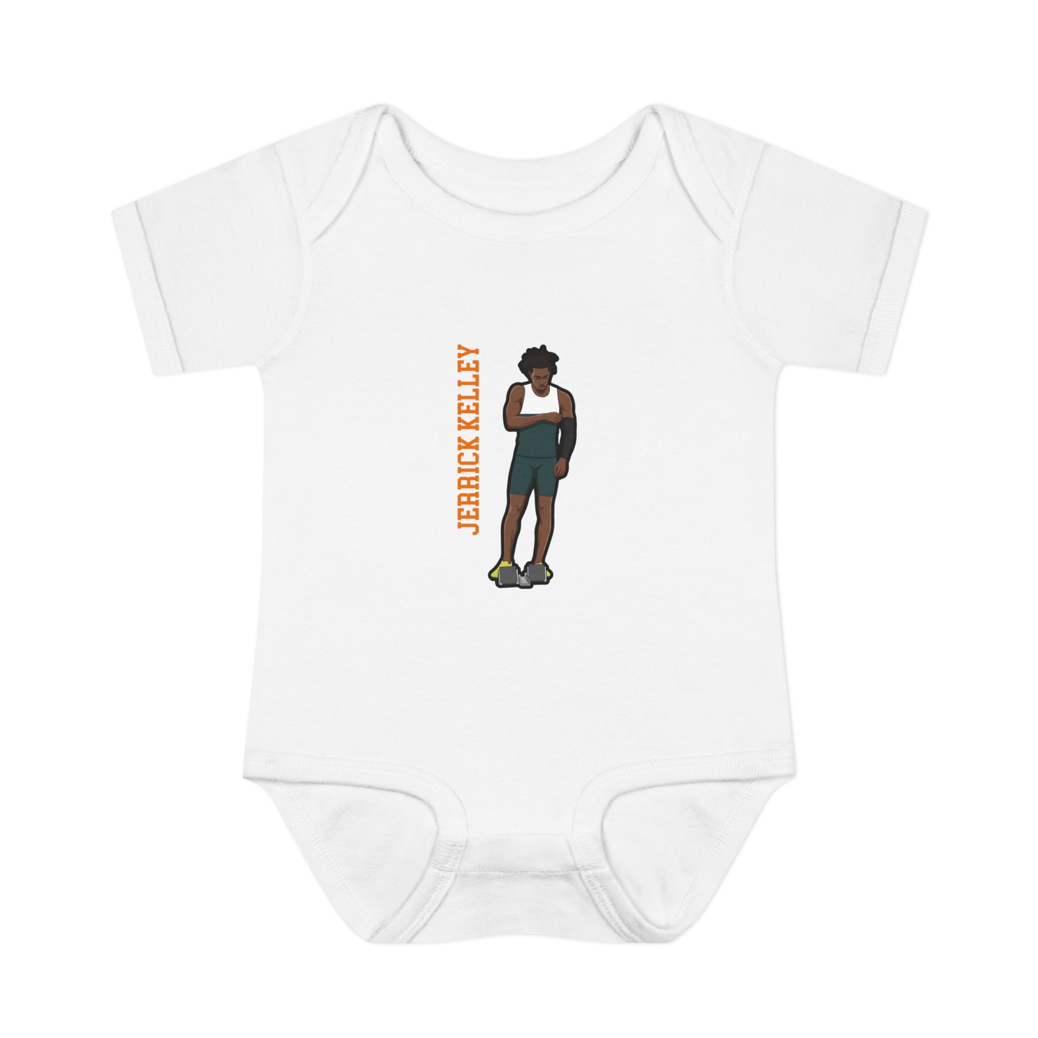 Baby Onesie — character_name_vertical in White