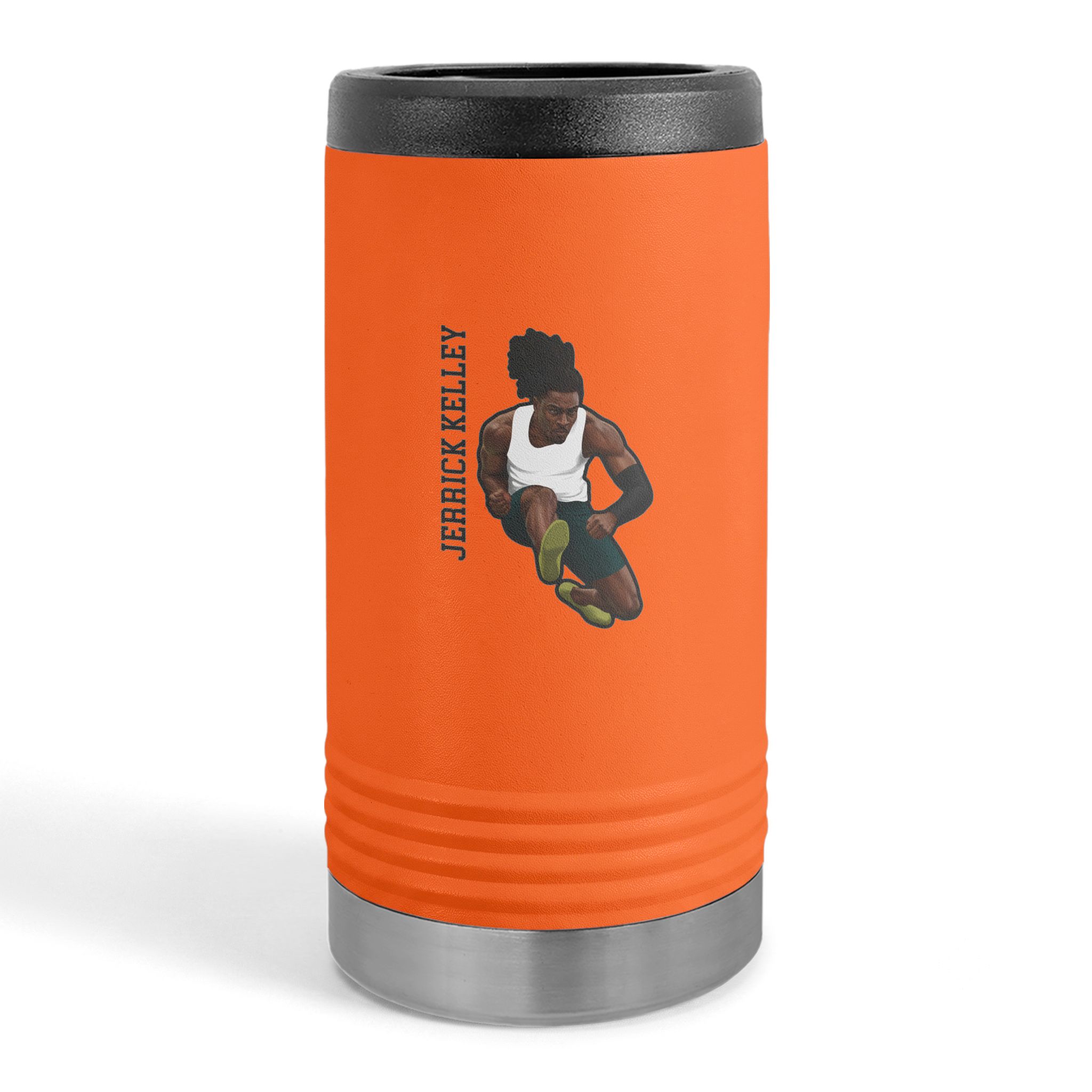 Slim Stainless Can Cooler — character_name_vertical in Orange