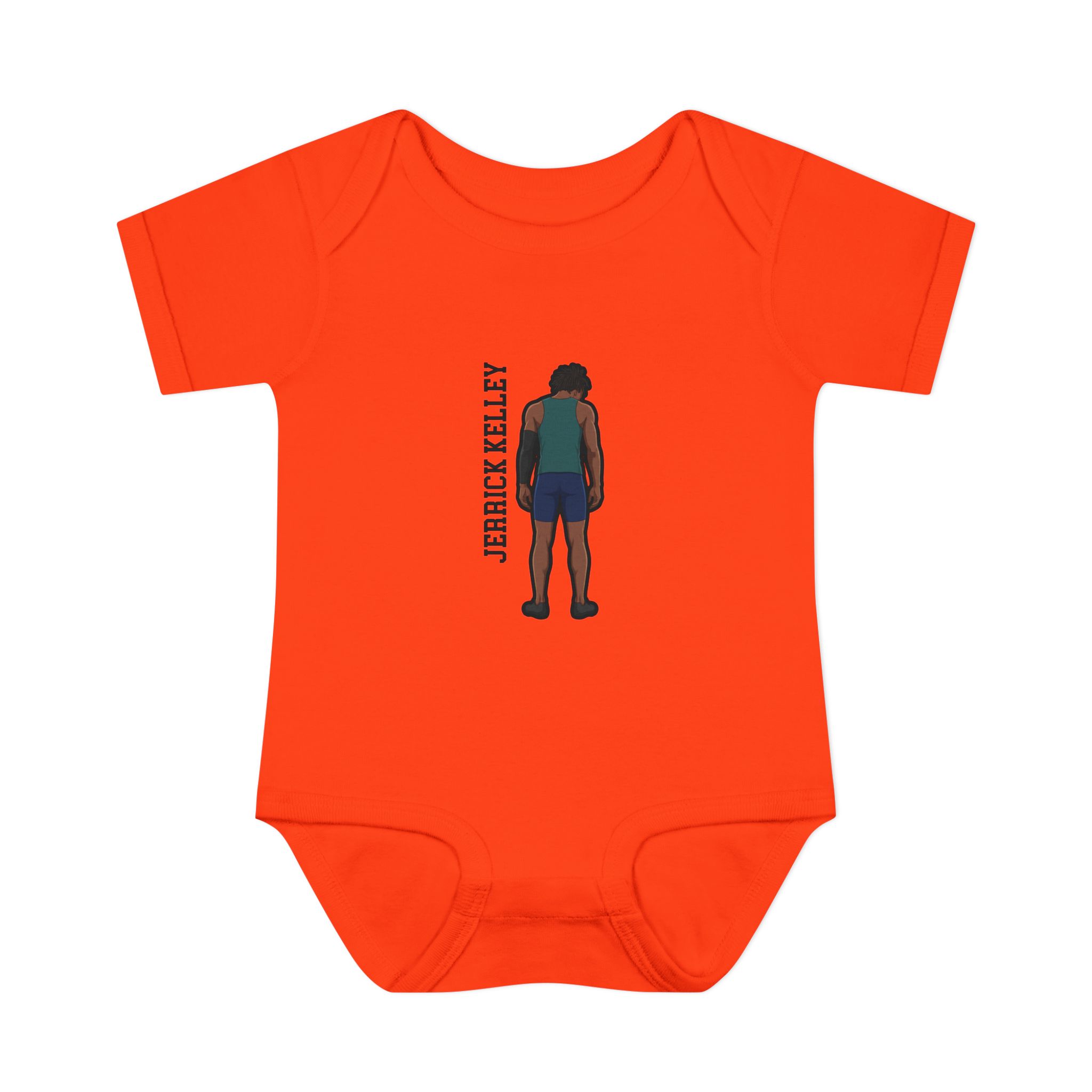 Baby Onesie — character_name_vertical in Orange