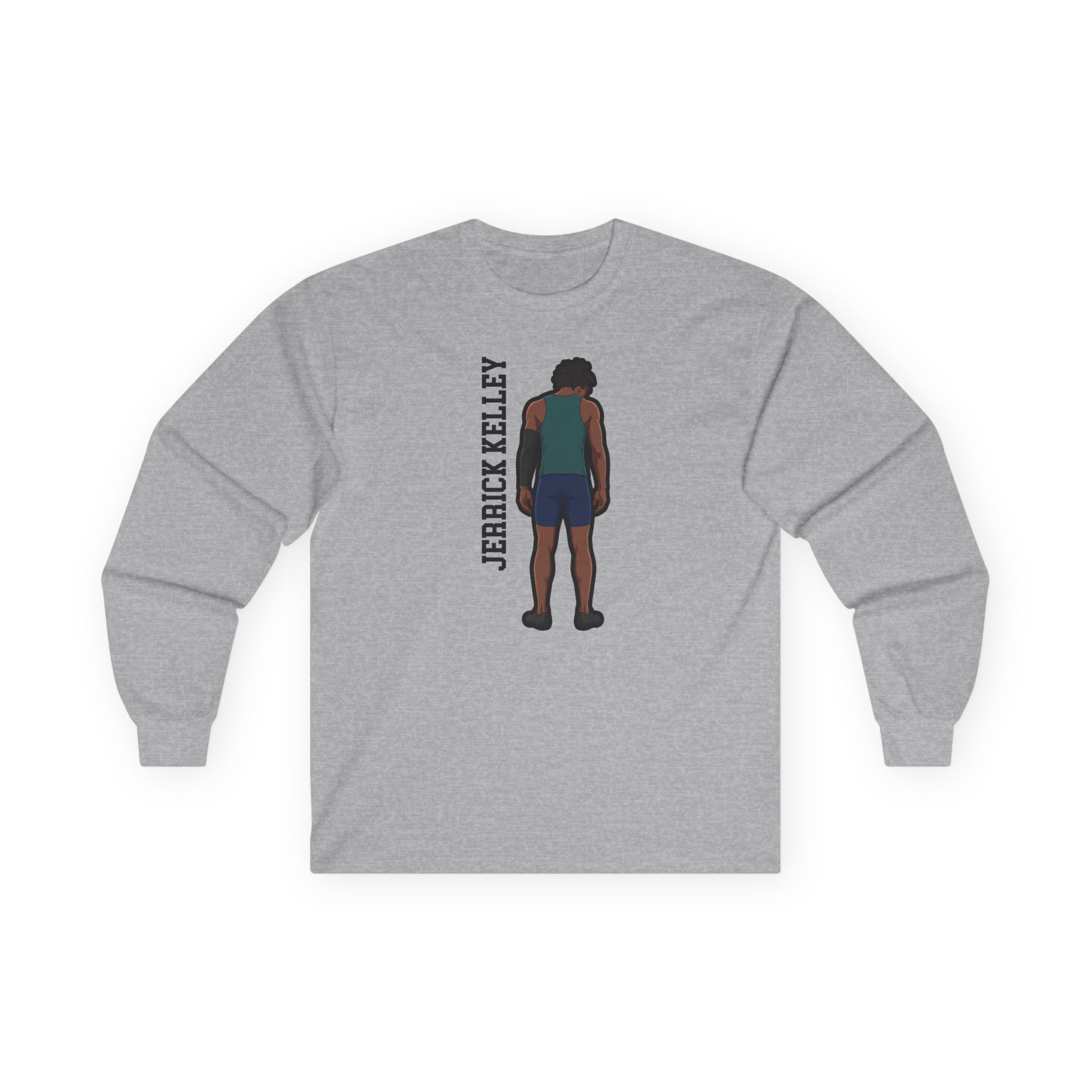 Long Sleeve Tee — character_name_vertical in Grey