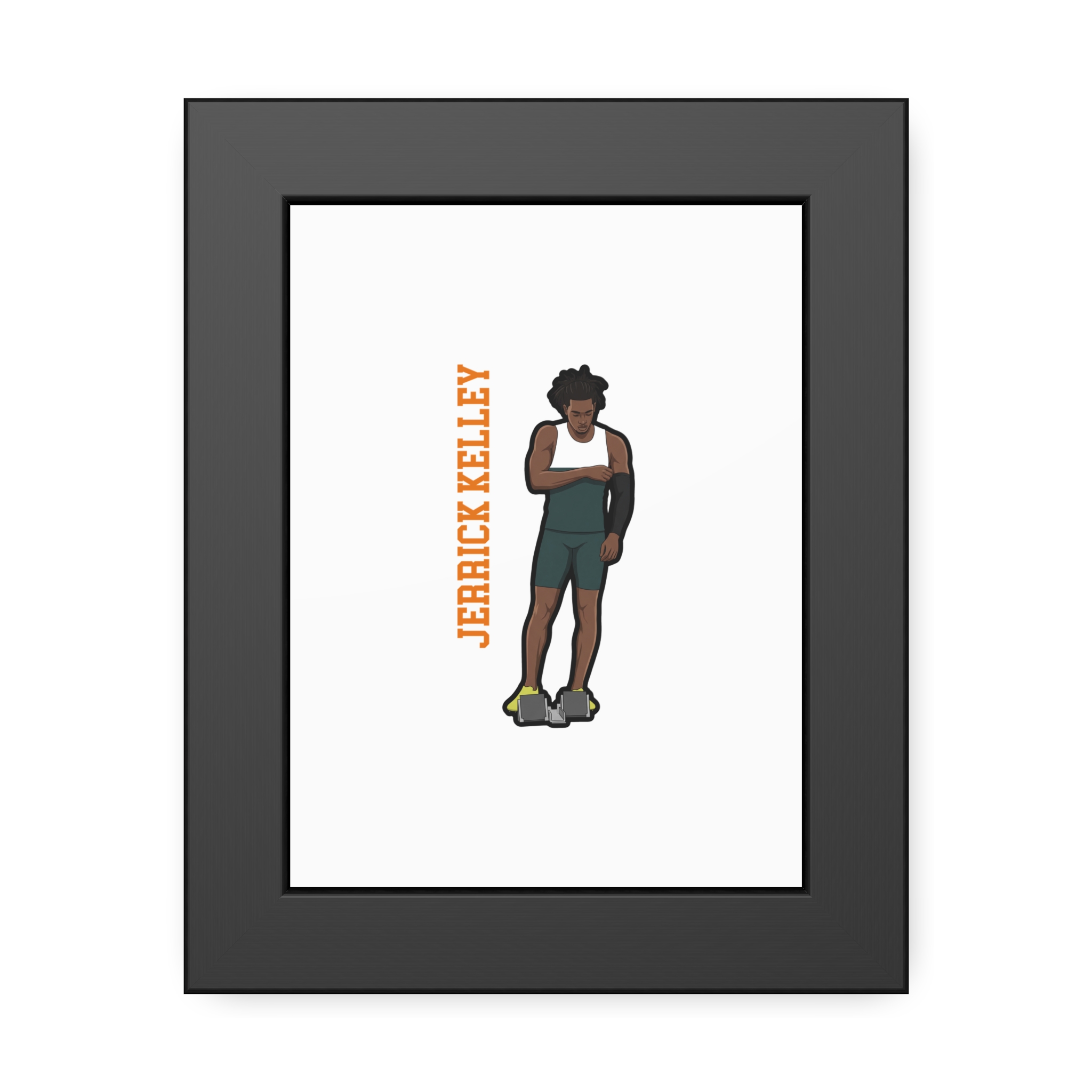 Framed Poster — character_name_vertical in Black