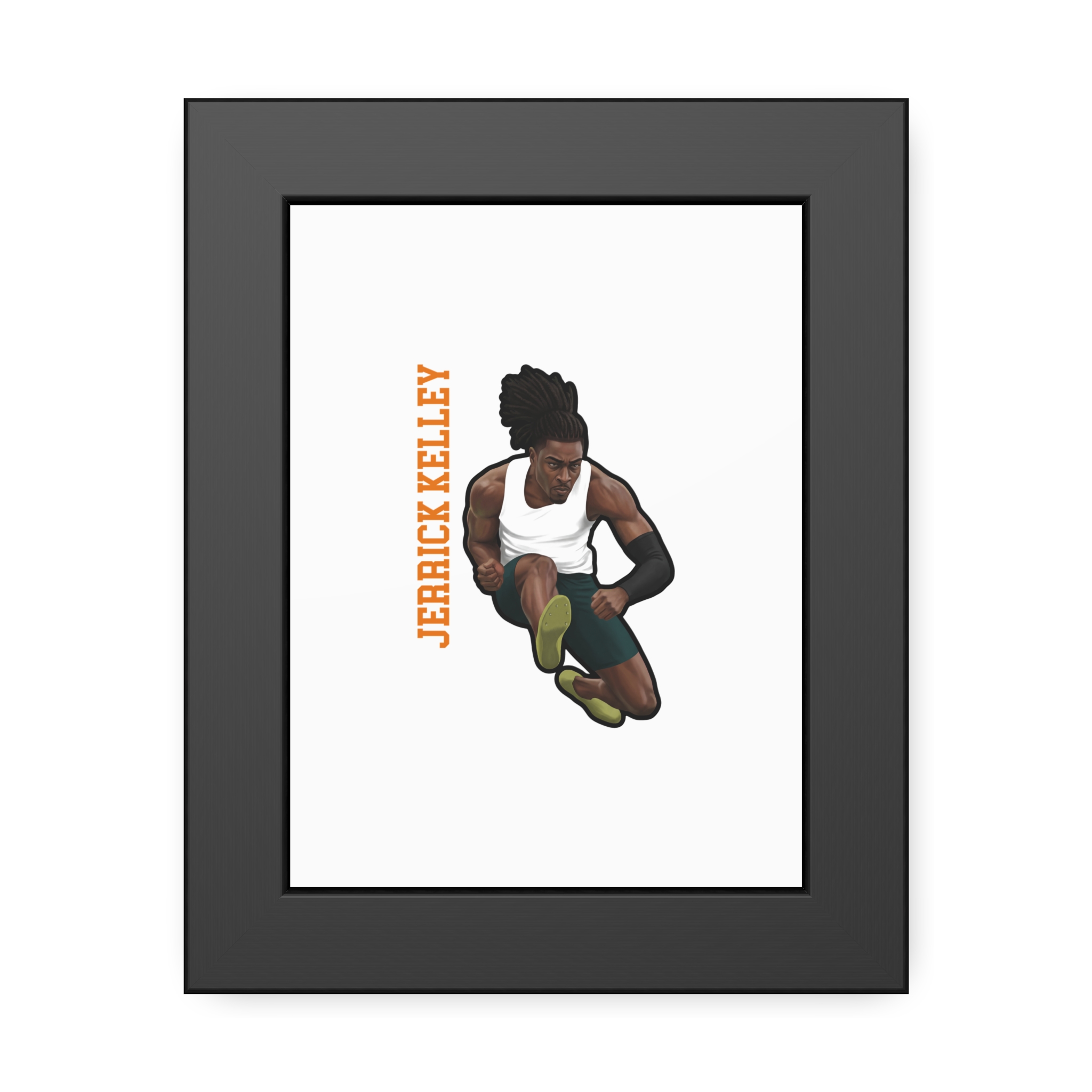 Framed Poster — character_name_vertical in Black